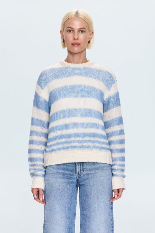 Allostudios – Moa Stribet Bubble Sweater - Blå Gradient
