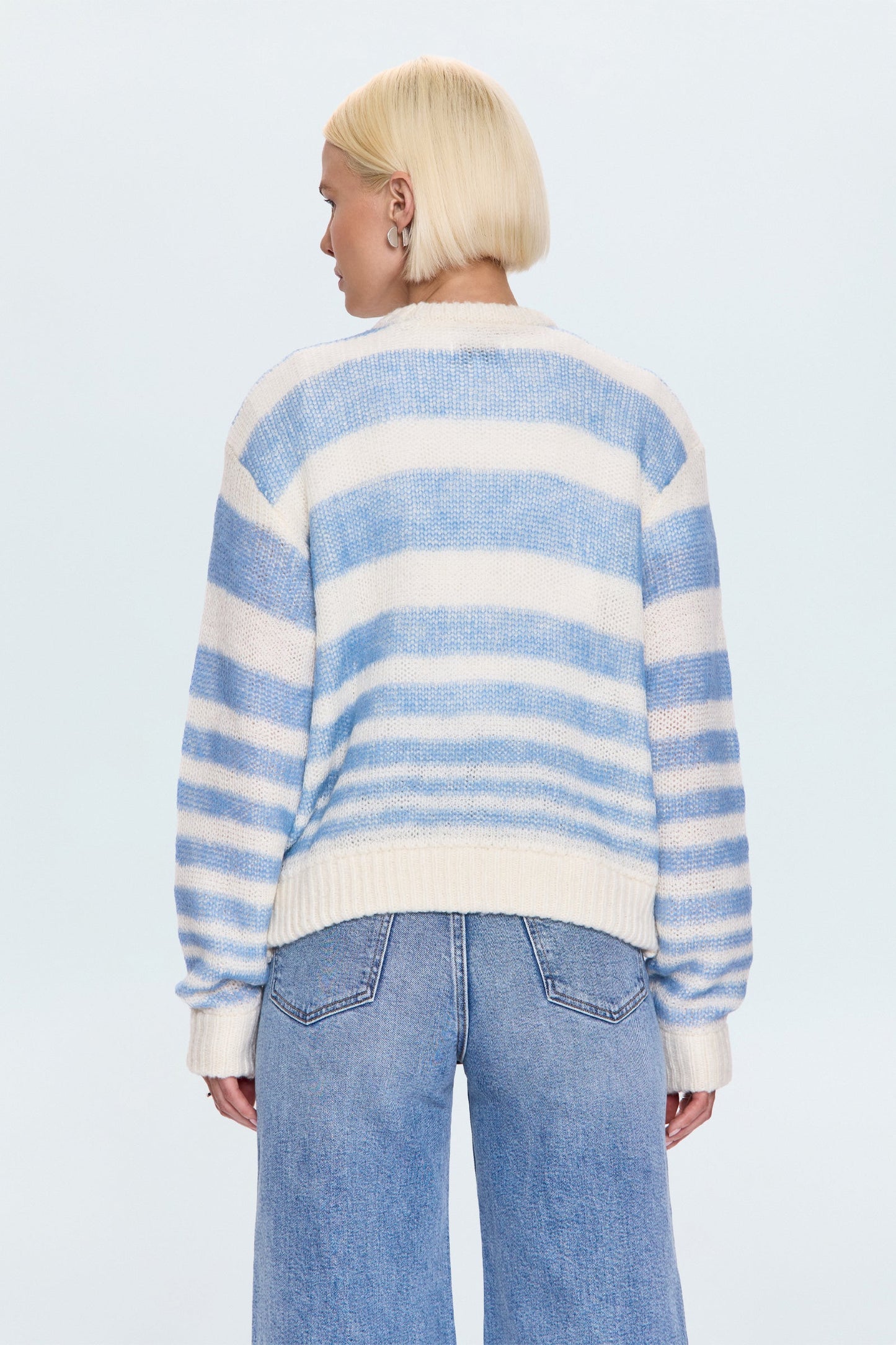 Allostudios – Moa Stribet Bubble Sweater - Blå Gradient