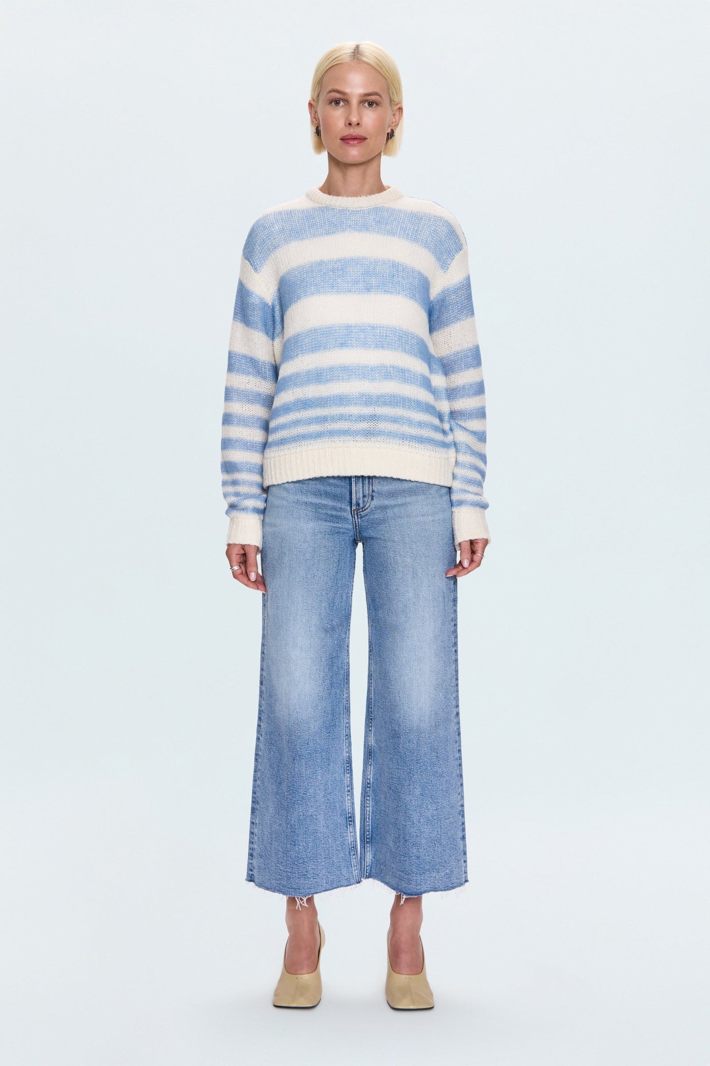Allostudios – Moa Stribet Bubble Sweater - Blå Gradient