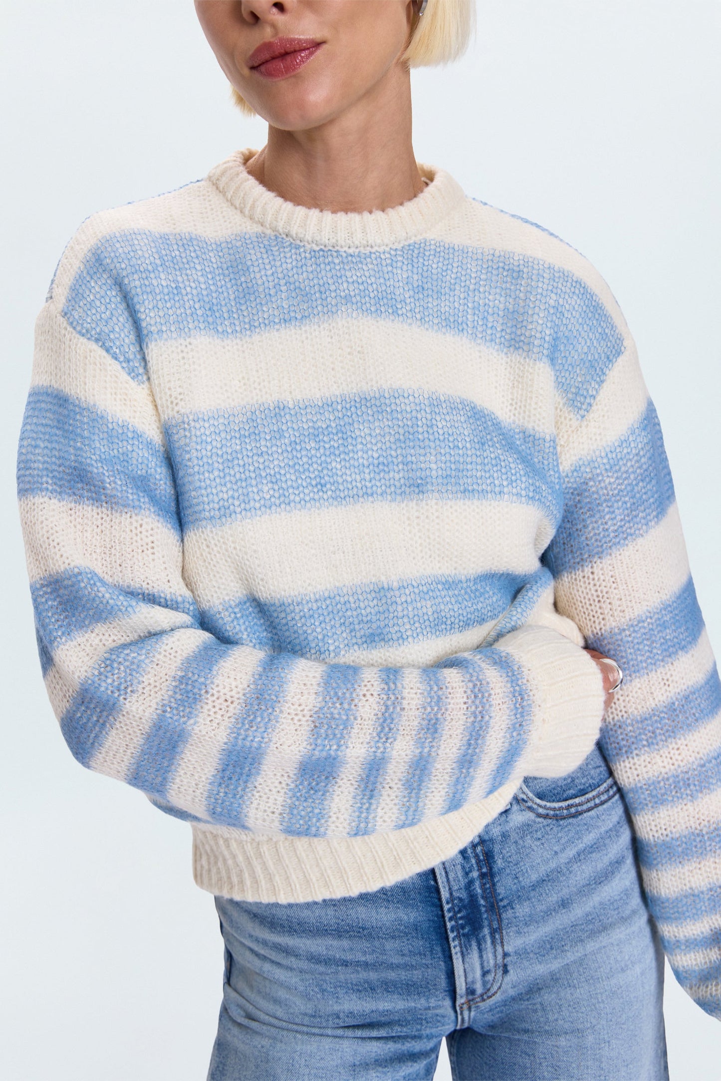 Allostudios – Moa Stribet Bubble Sweater - Blå Gradient