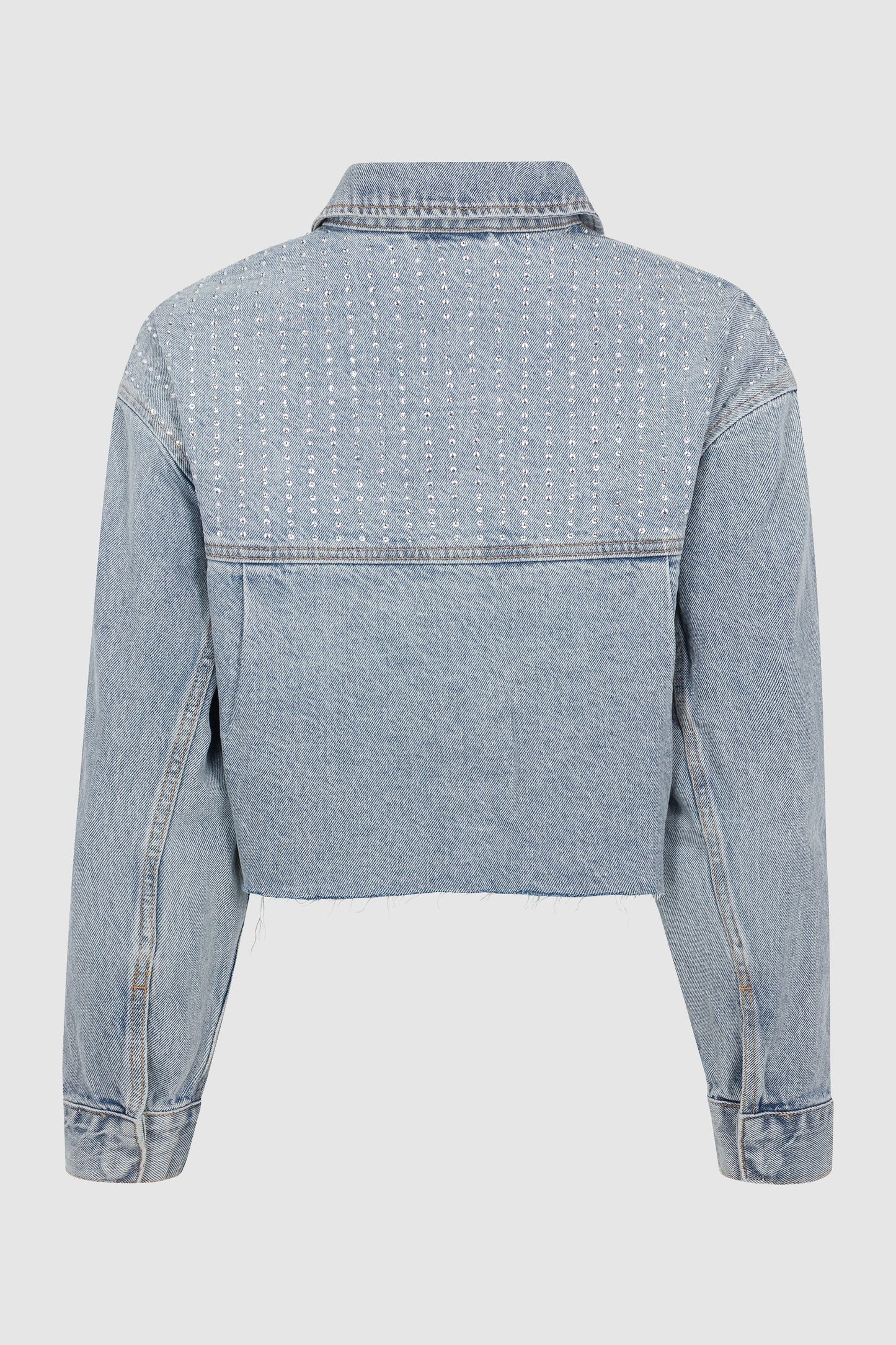 Allostudios Mandy Cropped Shacket med Dekorative Detaljer - Blågrå