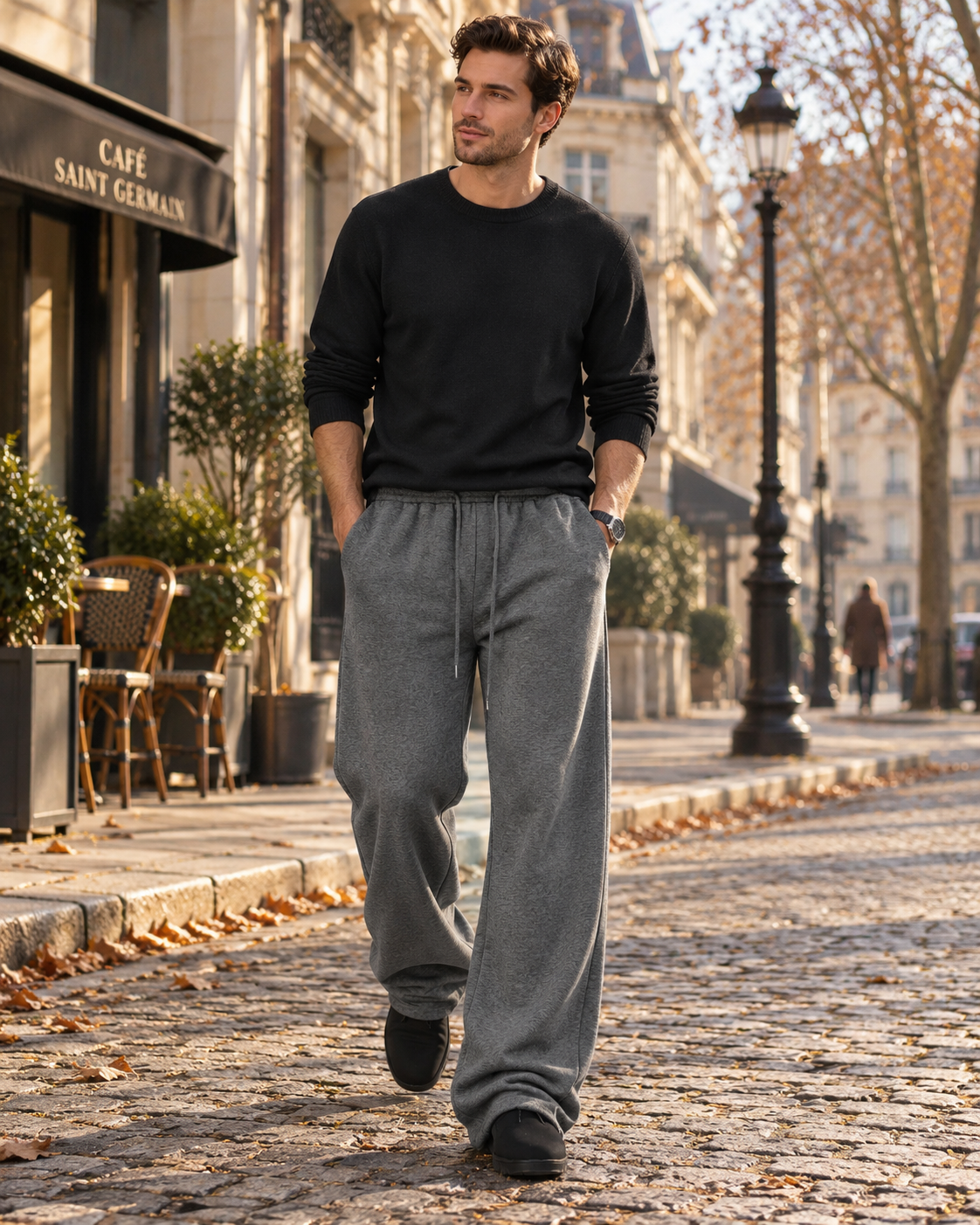 Serio Joggingbukser til Mænd - Løs Pasform, Elastisk Talje & Sidelommer
