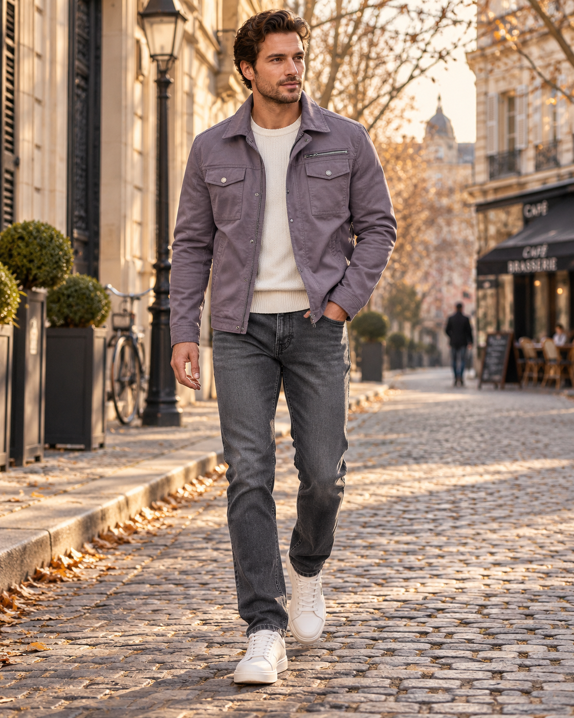 Julian Militærjakke til Mænd - Toile af Coton, Multi-Lommer, Fermeture Zip & Pressions