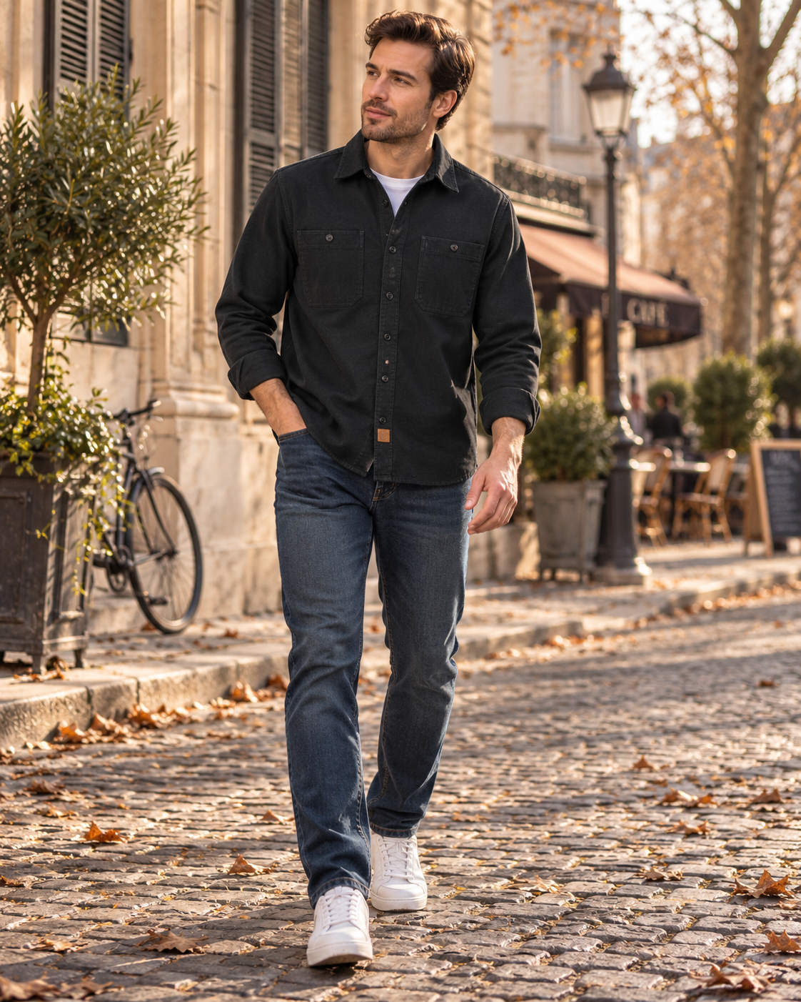 Gerson Chemise til Mænd i Coton - Lange Ærmer, Knapper & Double Brystlomme