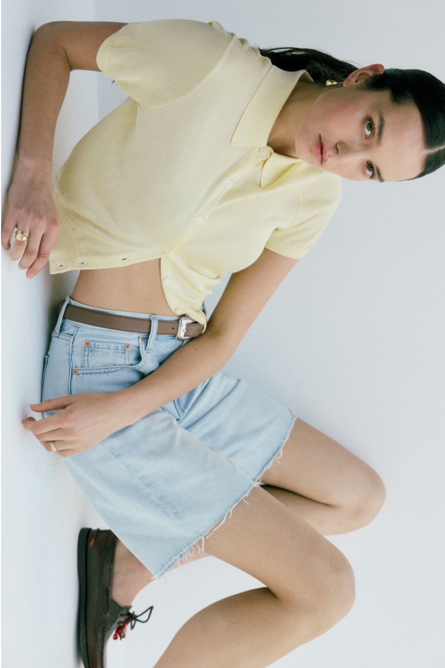 Allostudios – Nolan Relaxed Straight Cut Off Shorts - Vintage Lyseblå