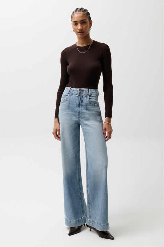 Allostudios – Lana Højtaljede Ultra Wide Leg Jeans - Lyseblå Vintage Denim