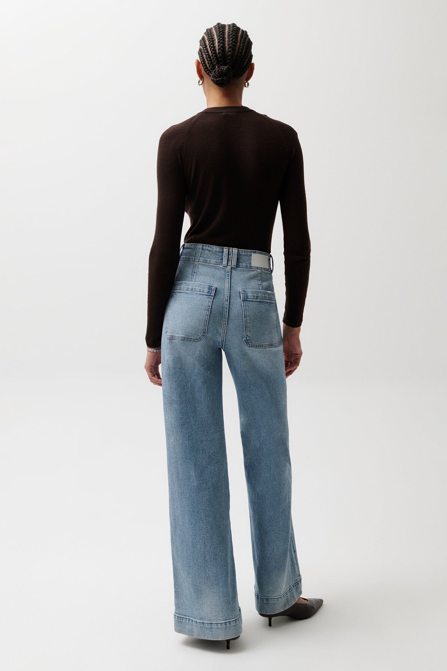 Allostudios – Lana Højtaljede Ultra Wide Leg Jeans - Lyseblå Vintage Denim
