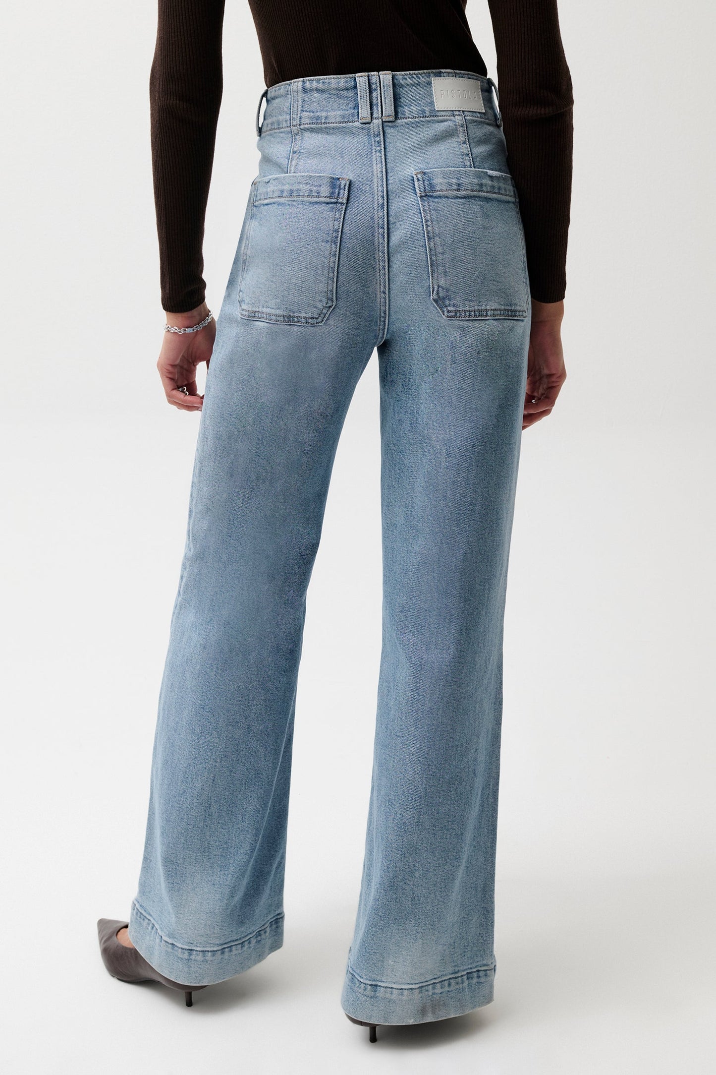 Allostudios – Lana Højtaljede Ultra Wide Leg Jeans - Lyseblå Vintage Denim