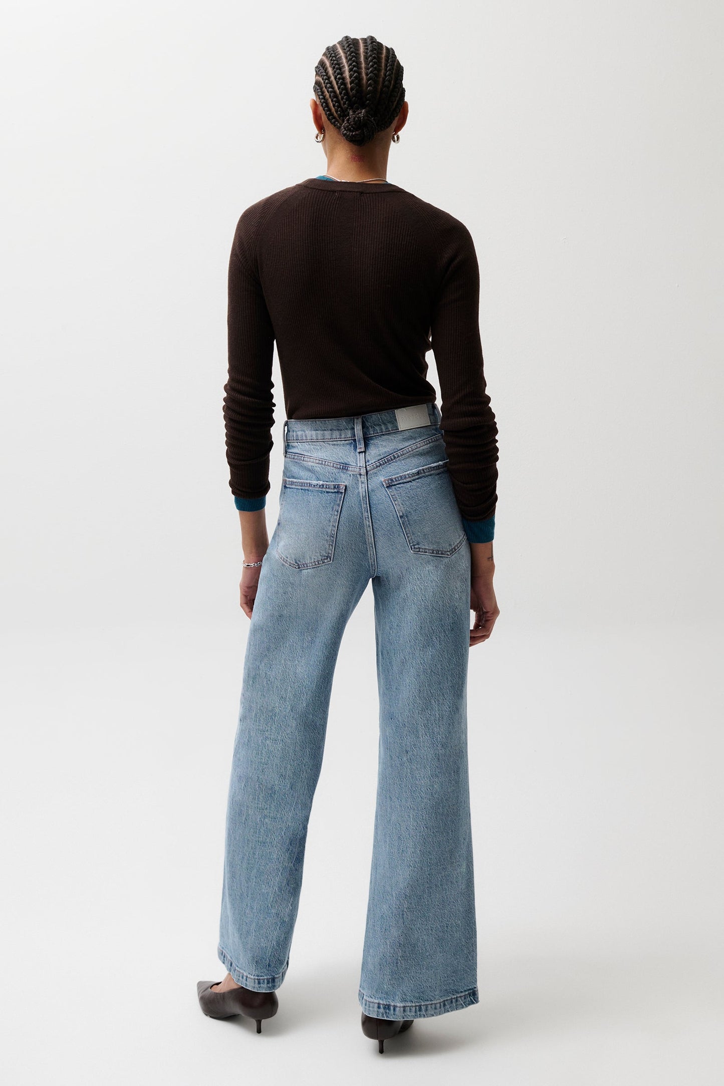 Allostudios – Lana Højtaljede Ultra Wide Leg Jeans - Støvet Himmelblå Denim