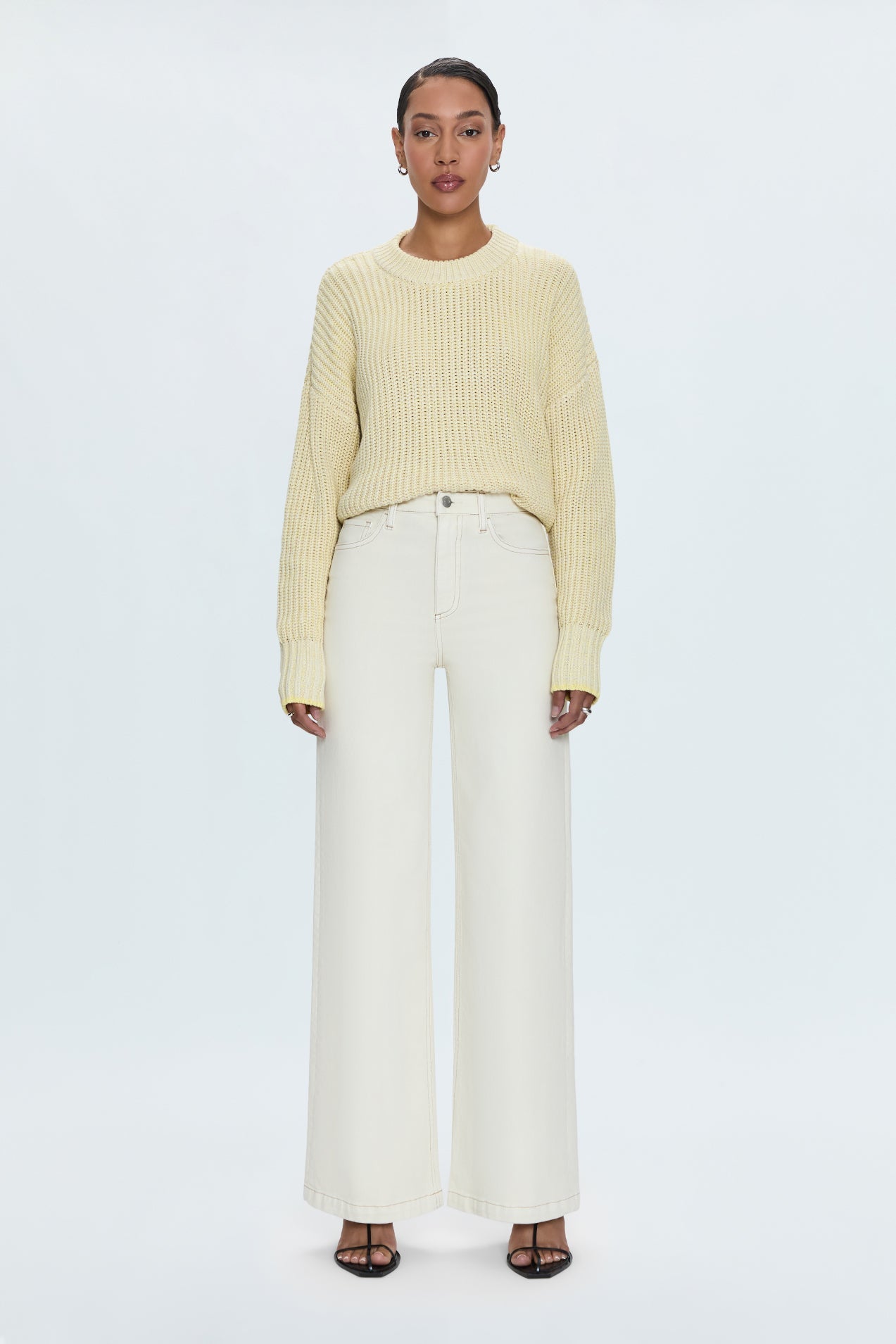 Allostudios – Lana Højtaljede Ultra Wide Leg Jeans - Naturhvid