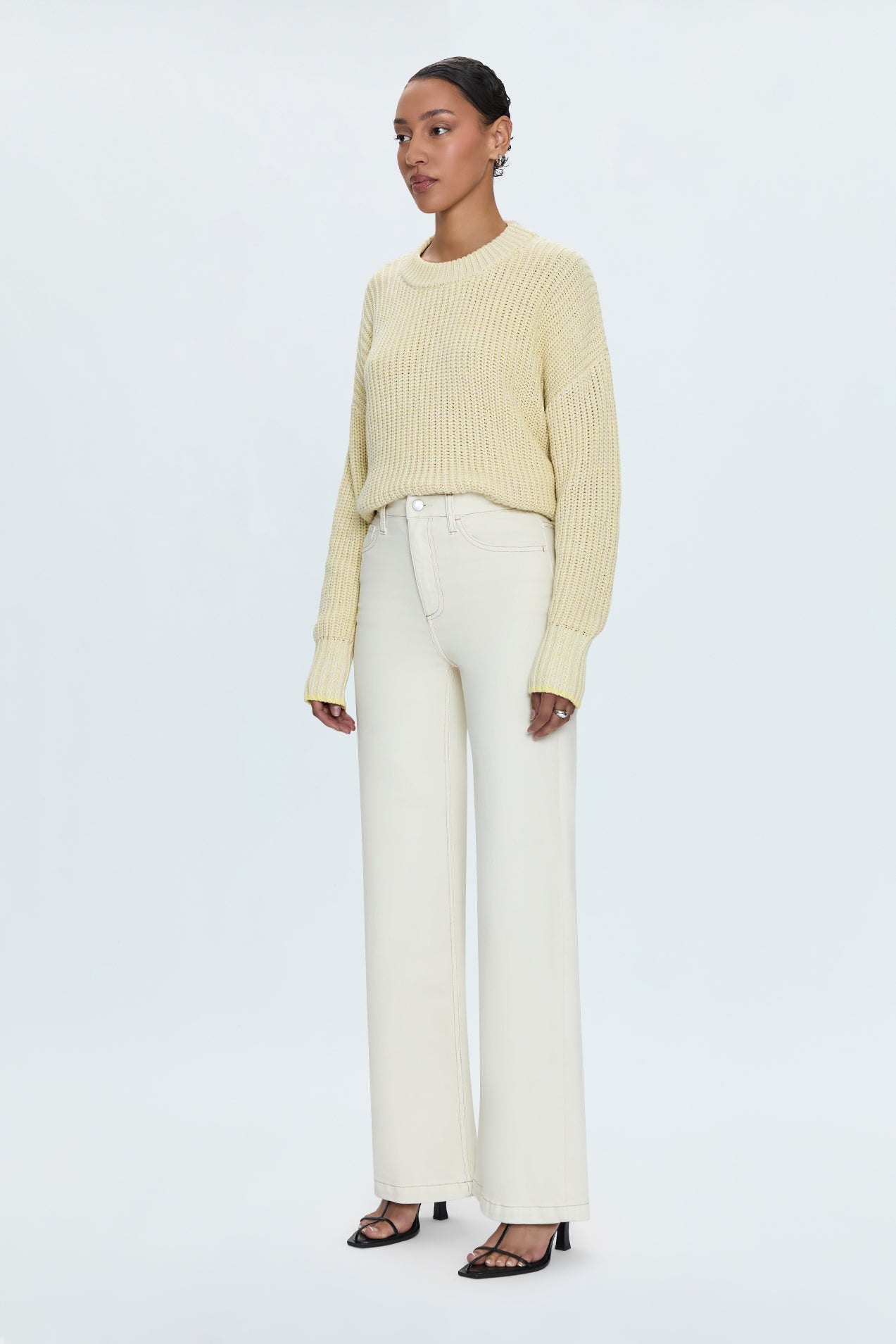 Allostudios – Lana Højtaljede Ultra Wide Leg Jeans - Naturhvid