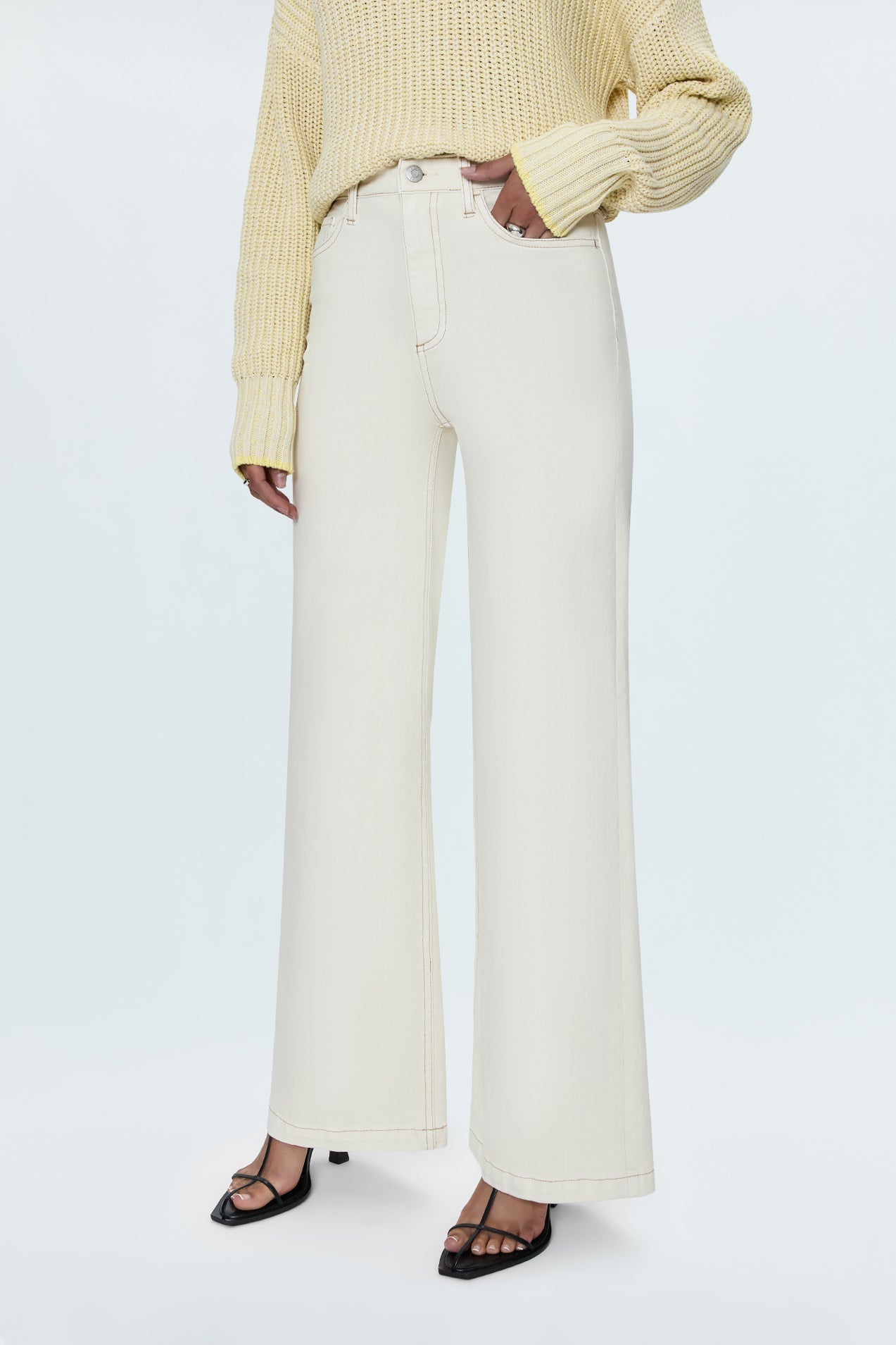 Allostudios – Lana Højtaljede Ultra Wide Leg Jeans - Naturhvid