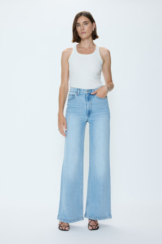 Allostudios – Lana Højtaljede Ultra Wide Leg Jeans - Mørk Vintageblå