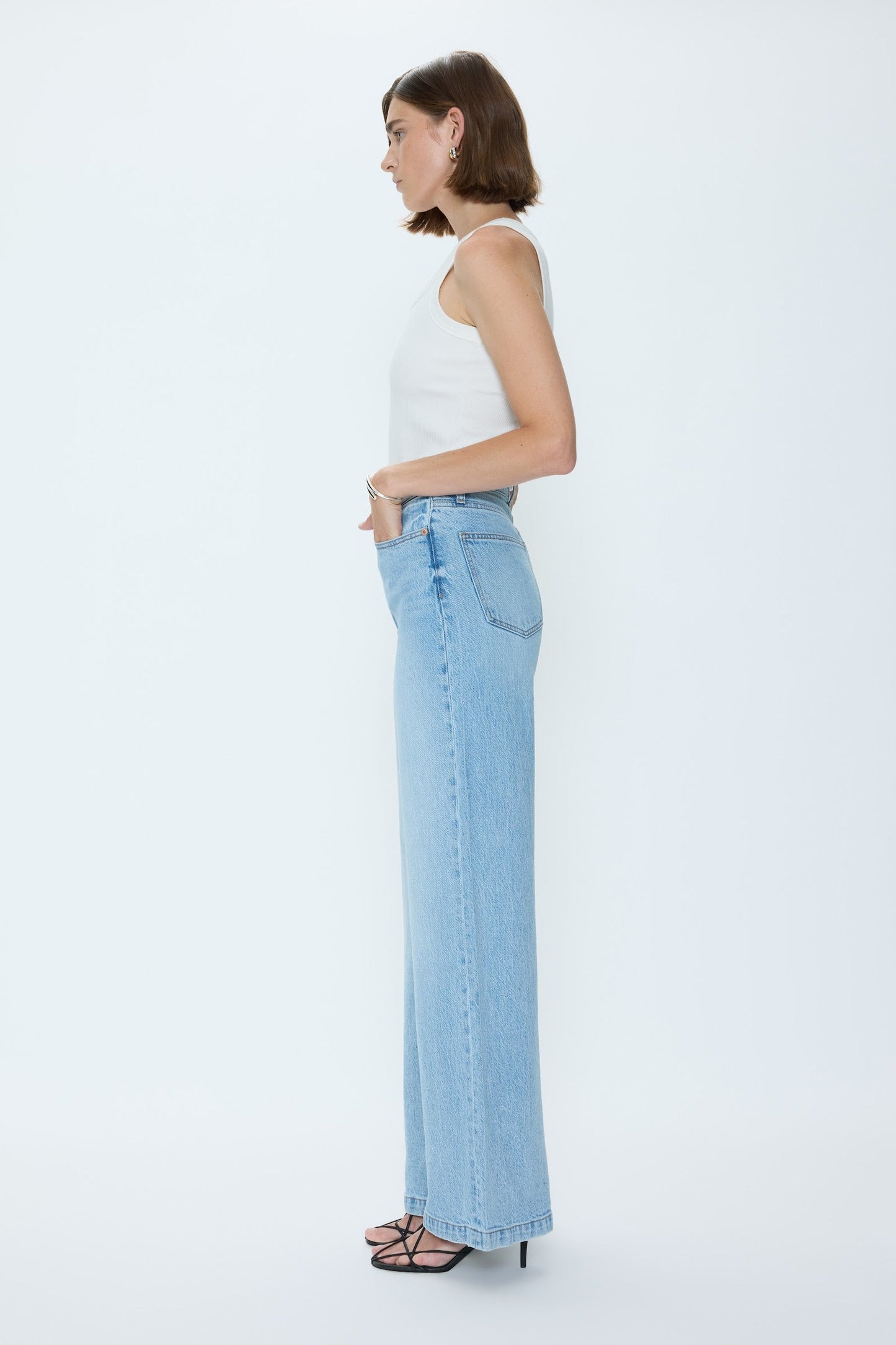 Allostudios – Lana Højtaljede Ultra Wide Leg Jeans - Mørk Vintageblå