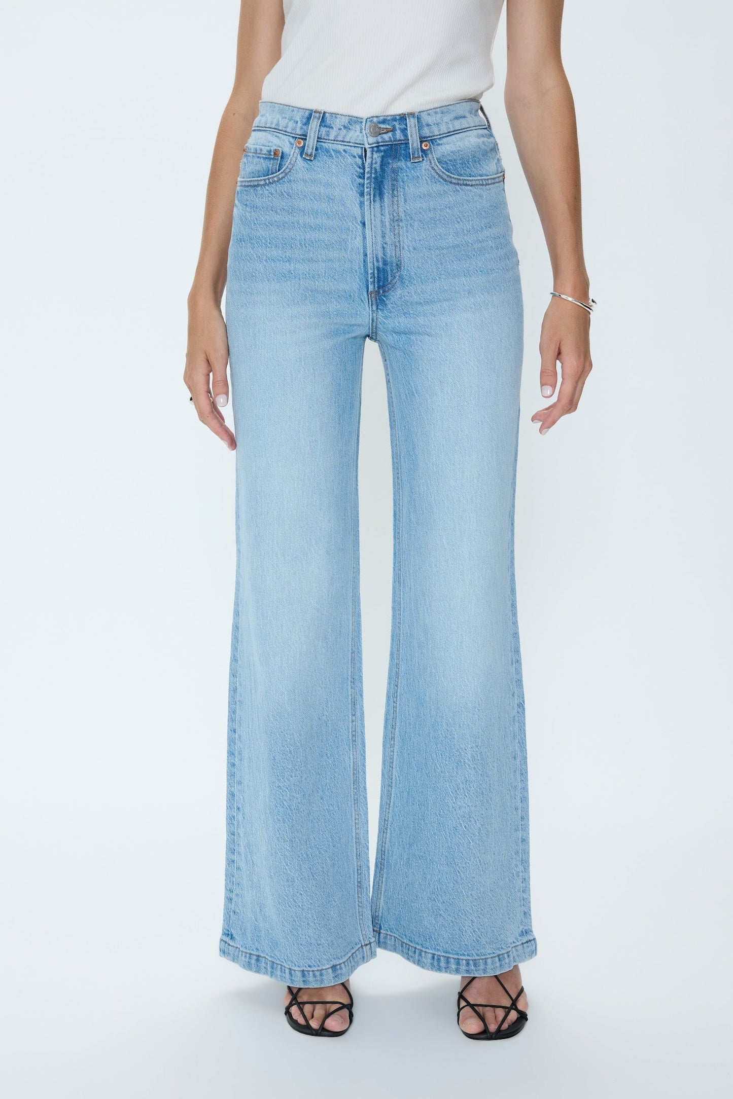 Allostudios – Lana Højtaljede Ultra Wide Leg Jeans - Mørk Vintageblå