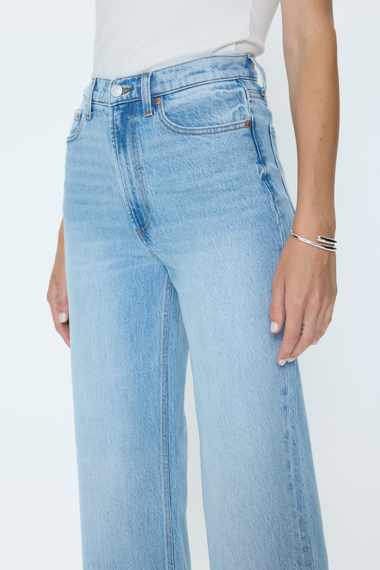 Allostudios – Lana Højtaljede Ultra Wide Leg Jeans - Mørk Vintageblå