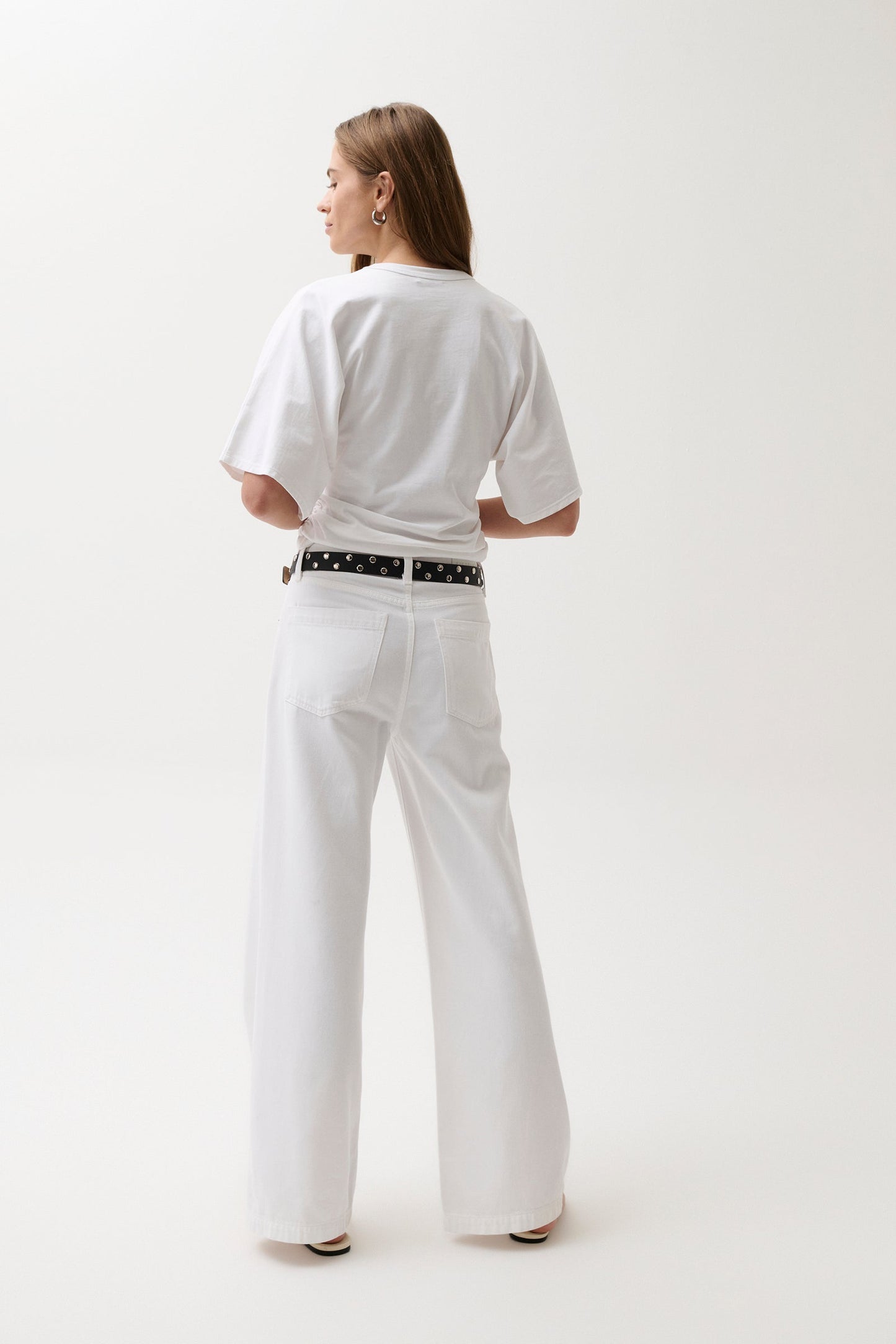 Allostudios – Petite Jadyn Mellemhøje Palazzo Jeans - Hvid
