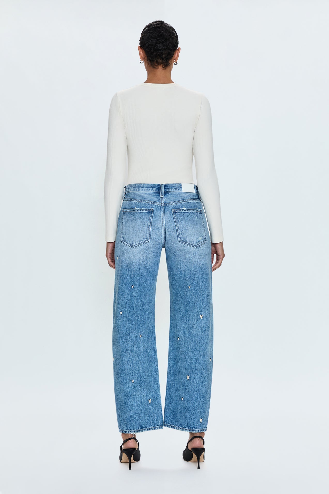 Allostudios Lexi Mid Rise Bowed Straight Jeans - Lys Vintageblå