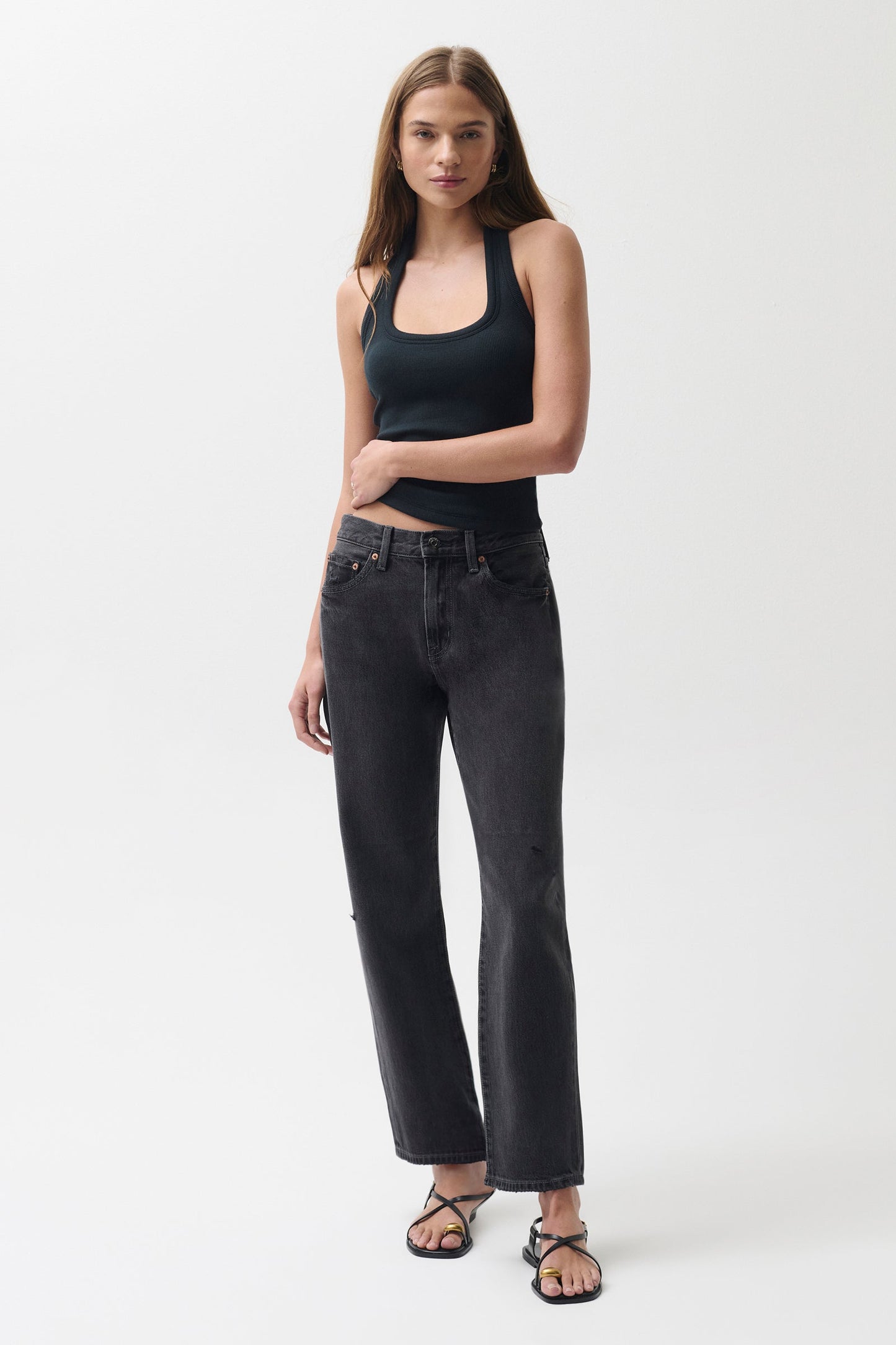 Allostudios – Lexi Mellemhøj Buet Straight Jean – Mørkegrå