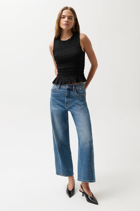 Allostudios – Kyra Højtaljede Bowed Ankle Jeans - Mørkeblå Denim