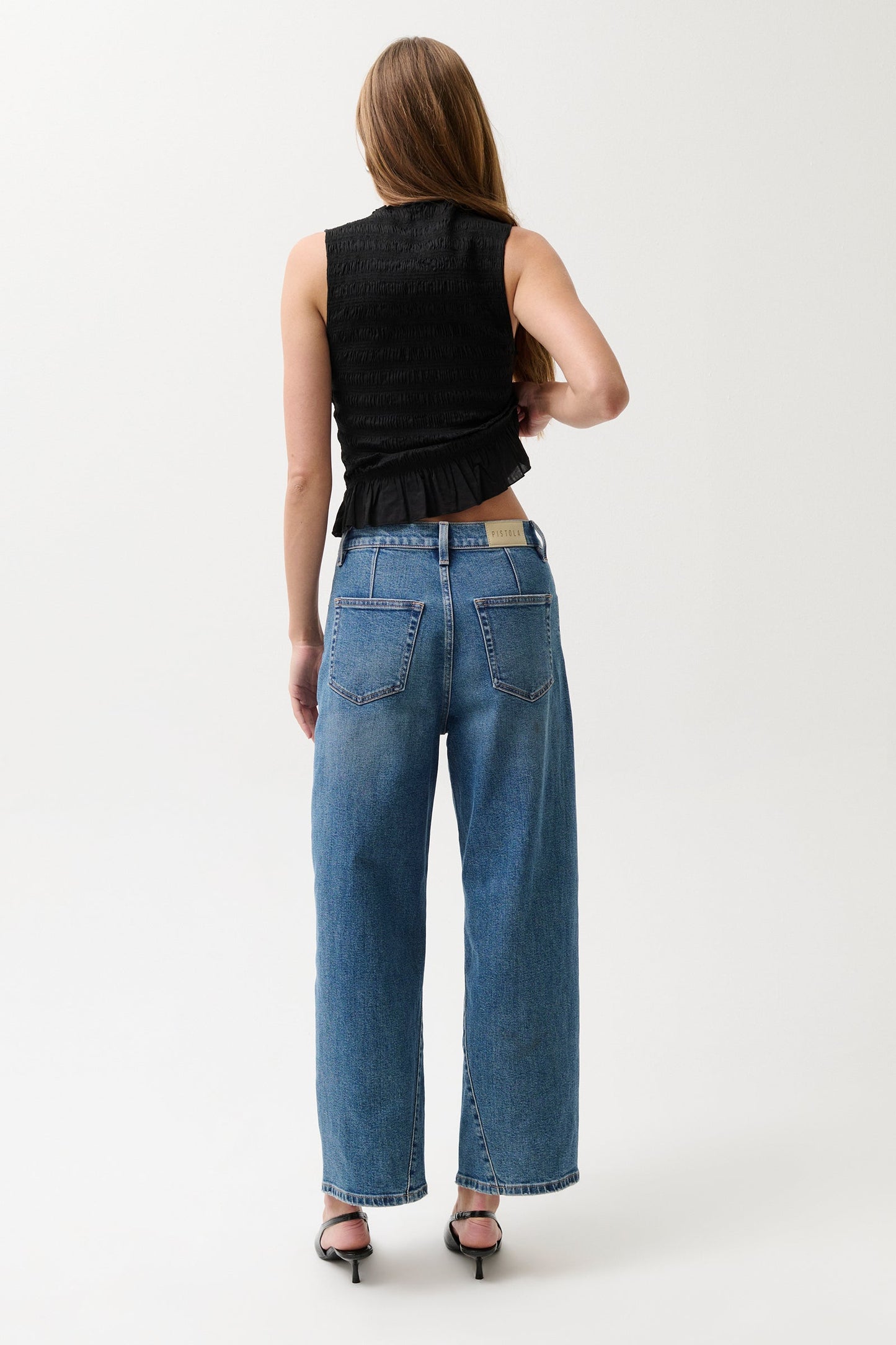 Allostudios – Kyra Højtaljede Bowed Ankle Jeans - Mørkeblå Denim