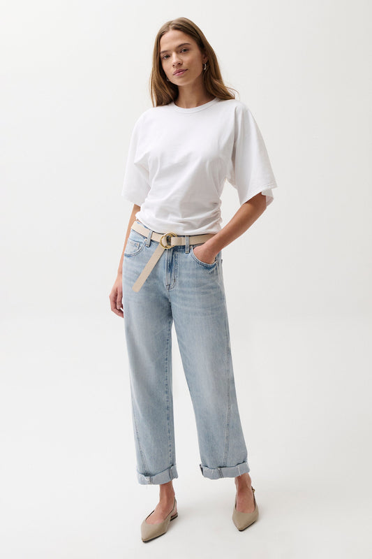 Allostudios – Kacey Mid Rise Cuffed Boyfriend - Berkeley Blue Denim