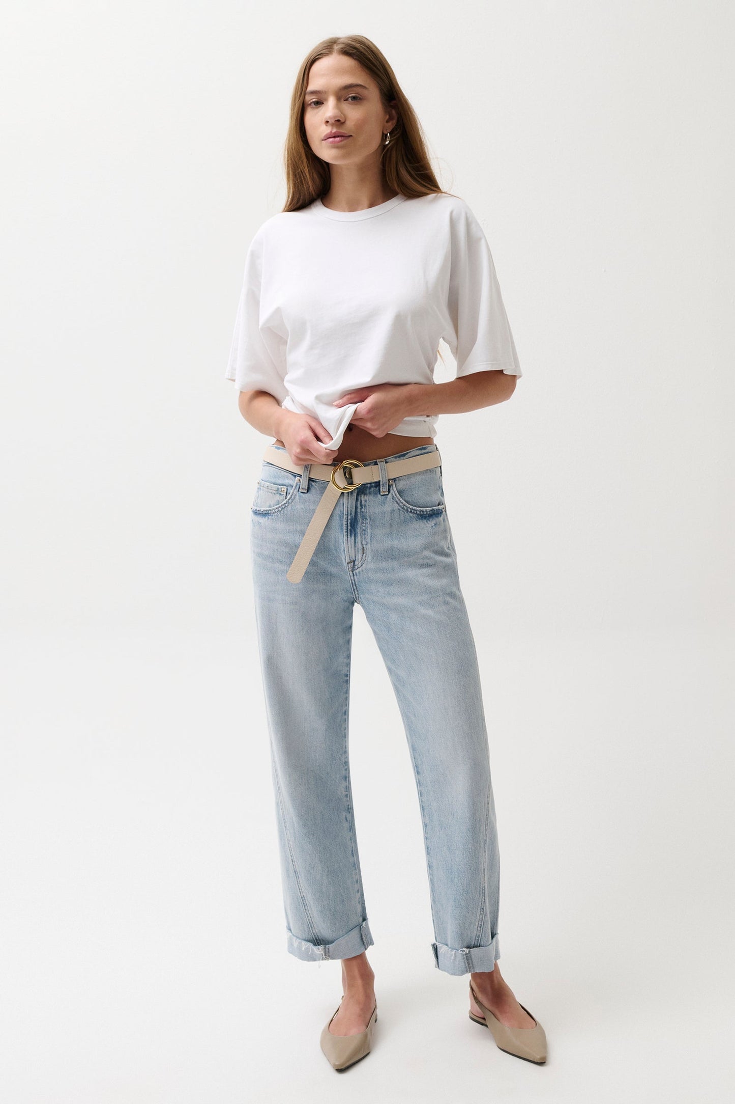 Allostudios – Kacey Mid Rise Cuffed Boyfriend - Berkeley Blue Denim