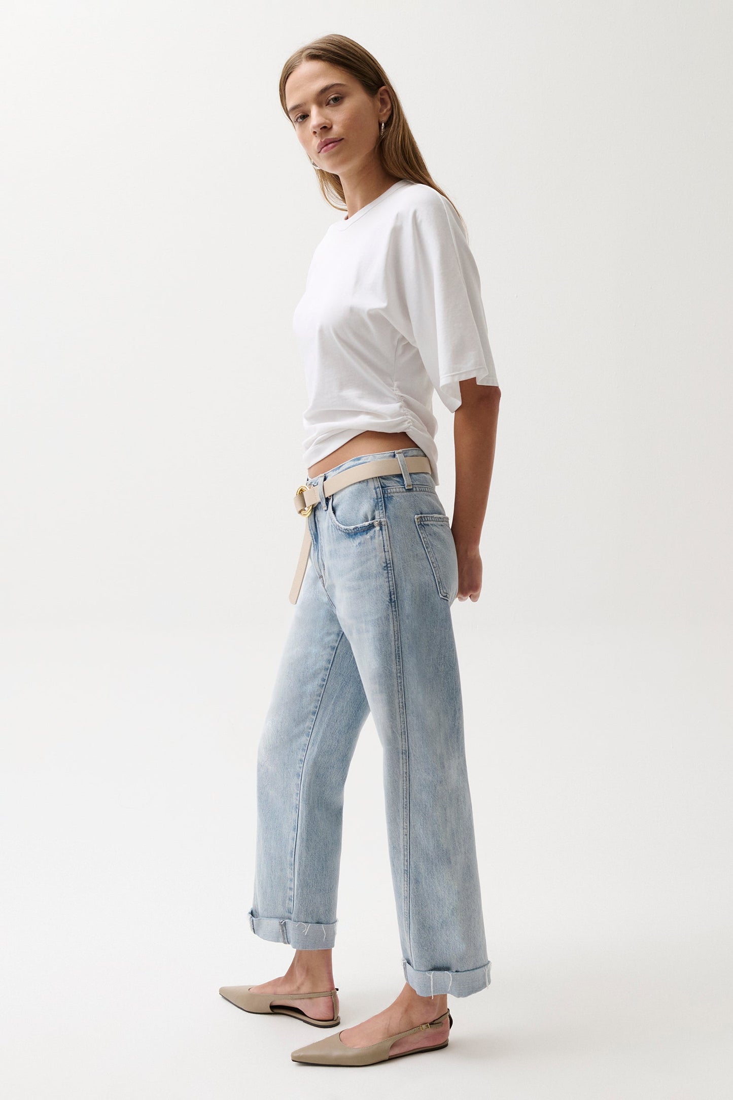 Allostudios – Kacey Mid Rise Cuffed Boyfriend - Berkeley Blue Denim