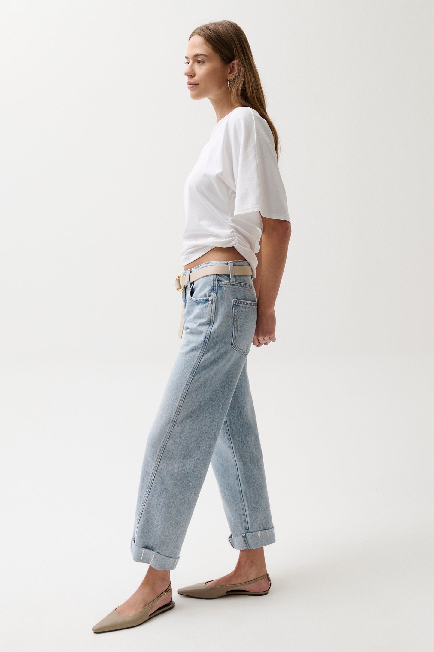 Allostudios – Kacey Mid Rise Cuffed Boyfriend - Berkeley Blue Denim