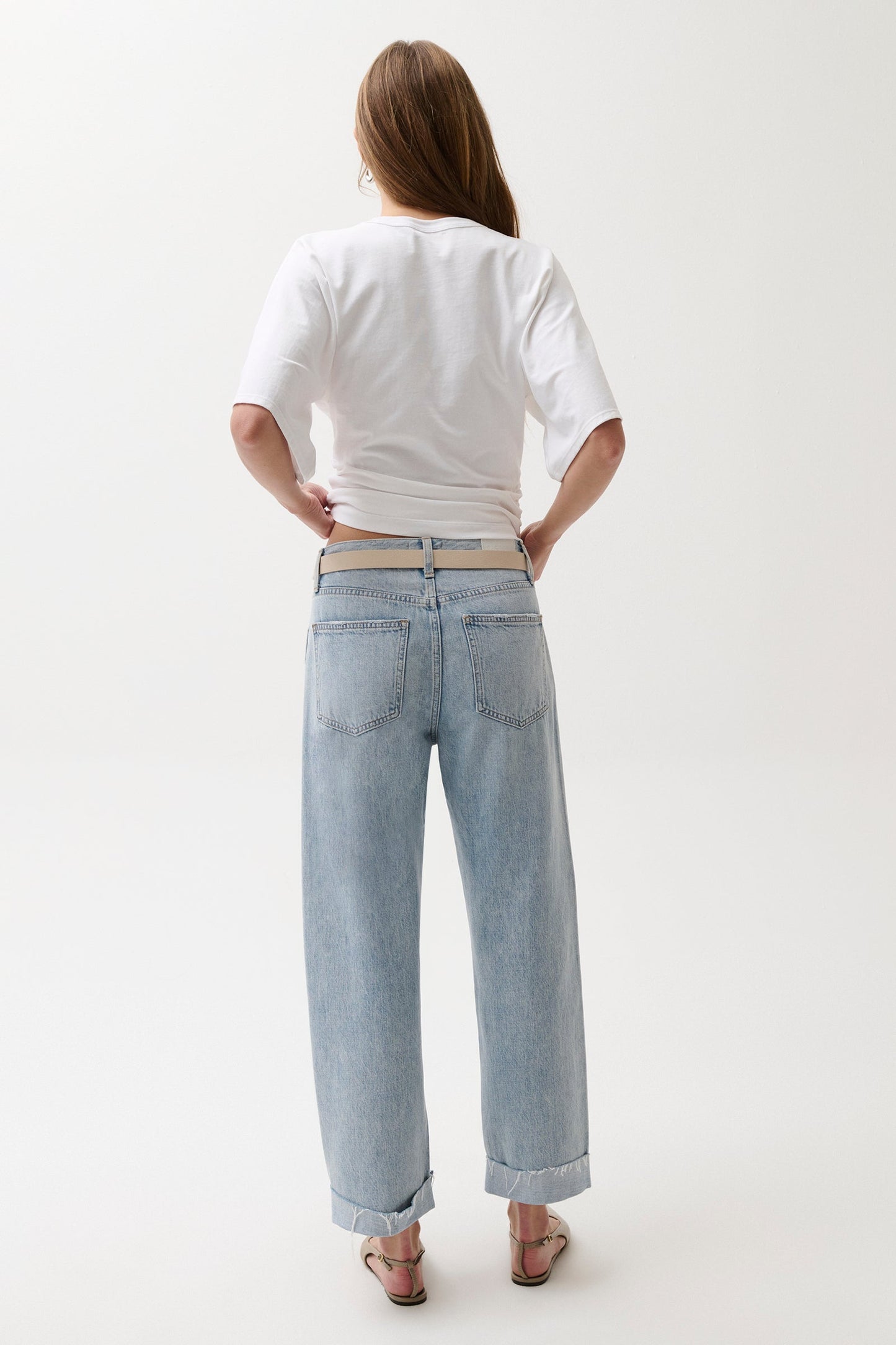 Allostudios – Kacey Mid Rise Cuffed Boyfriend - Berkeley Blue Denim