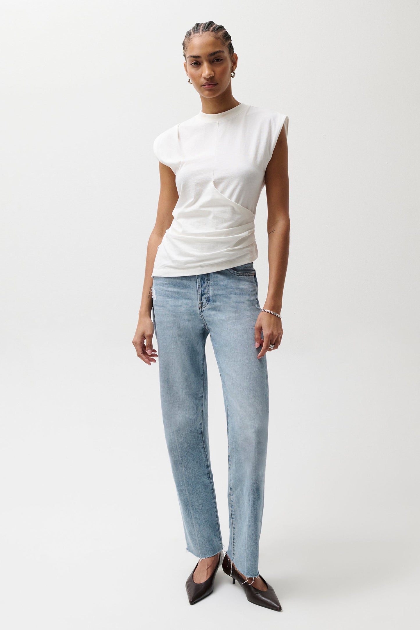 Allostudios – Cassie Super Højtaljede Straight Jeans - Autentisk Vintage Denim