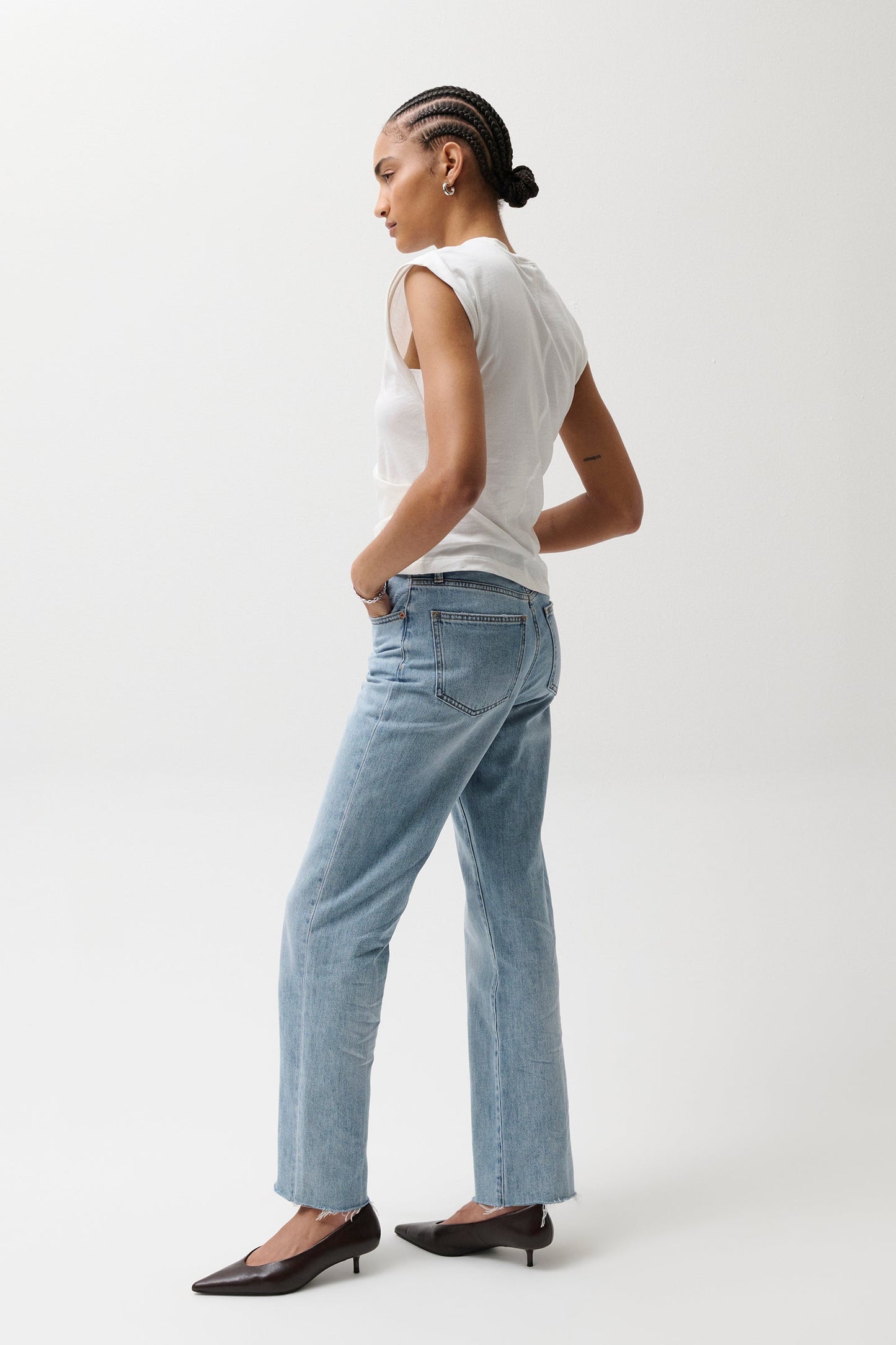 Allostudios – Cassie Super Højtaljede Straight Jeans - Autentisk Vintage Denim