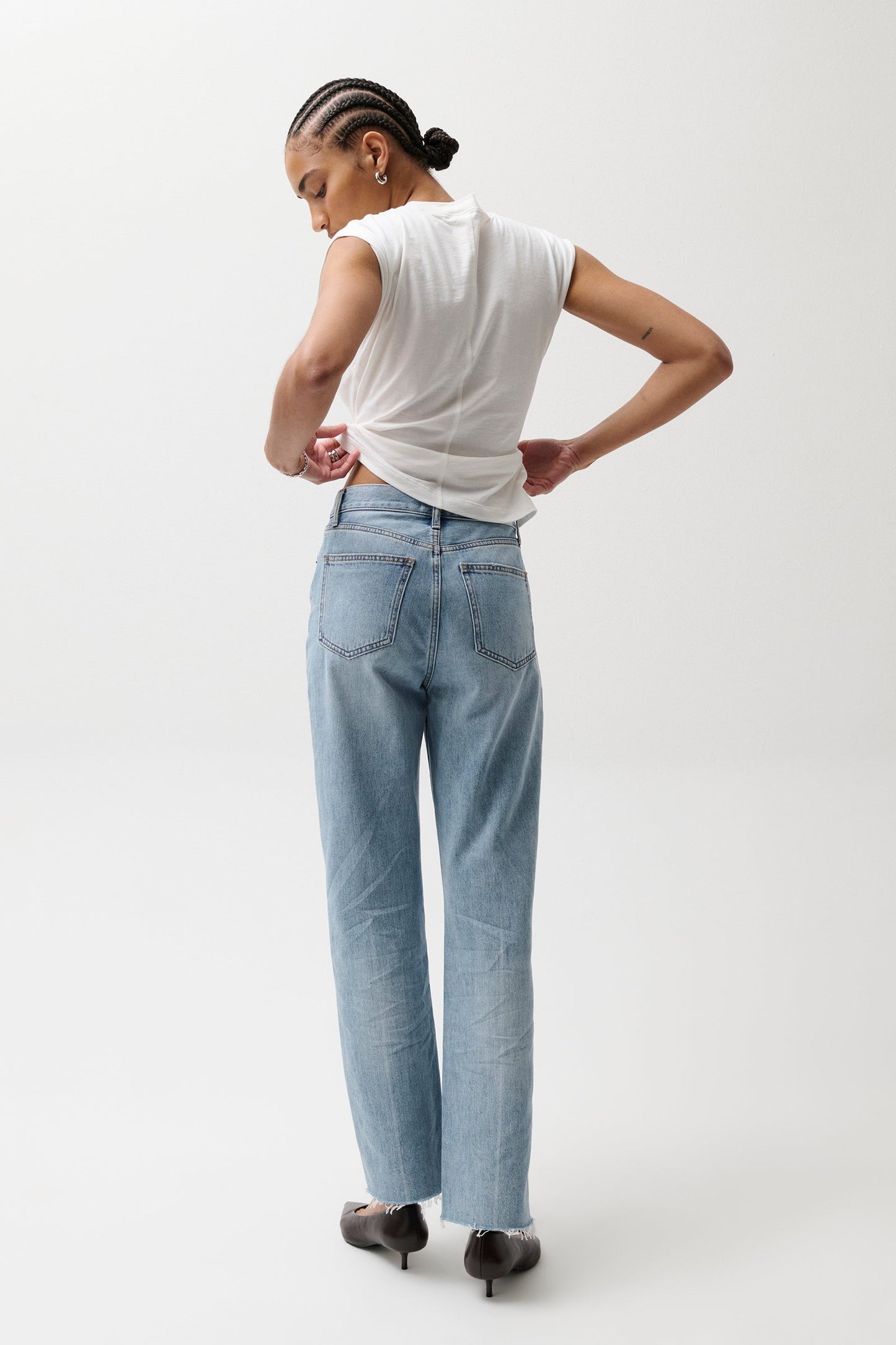 Allostudios – Cassie Super Højtaljede Straight Jeans - Autentisk Vintage Denim