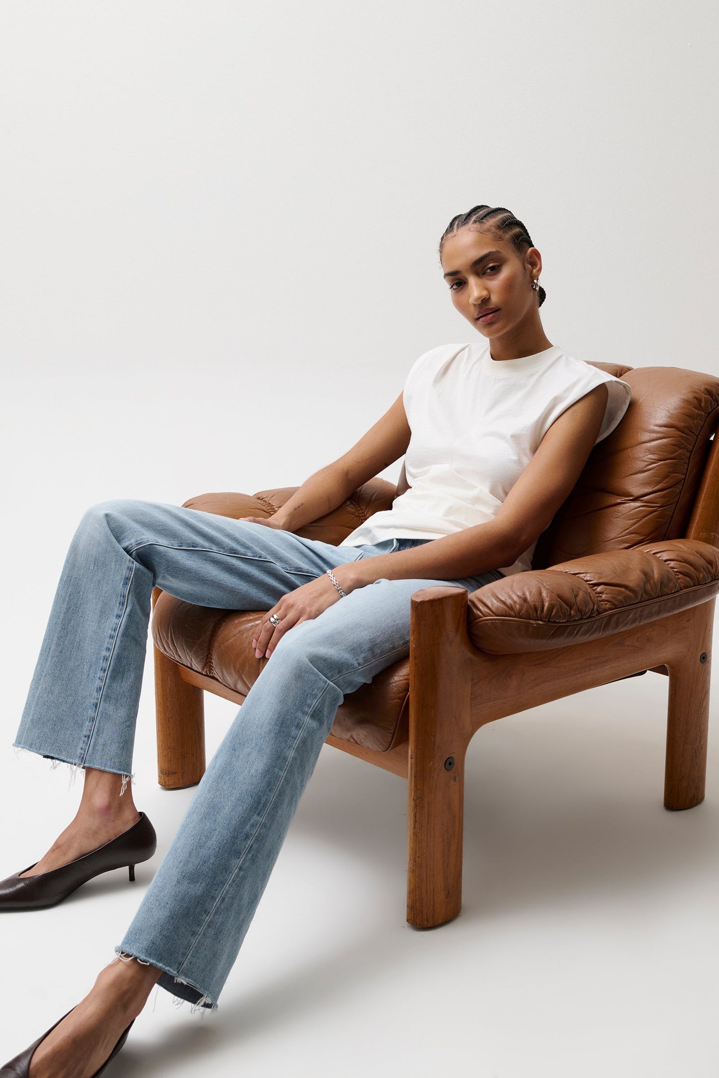 Allostudios – Cassie Super Højtaljede Straight Jeans - Autentisk Vintage Denim