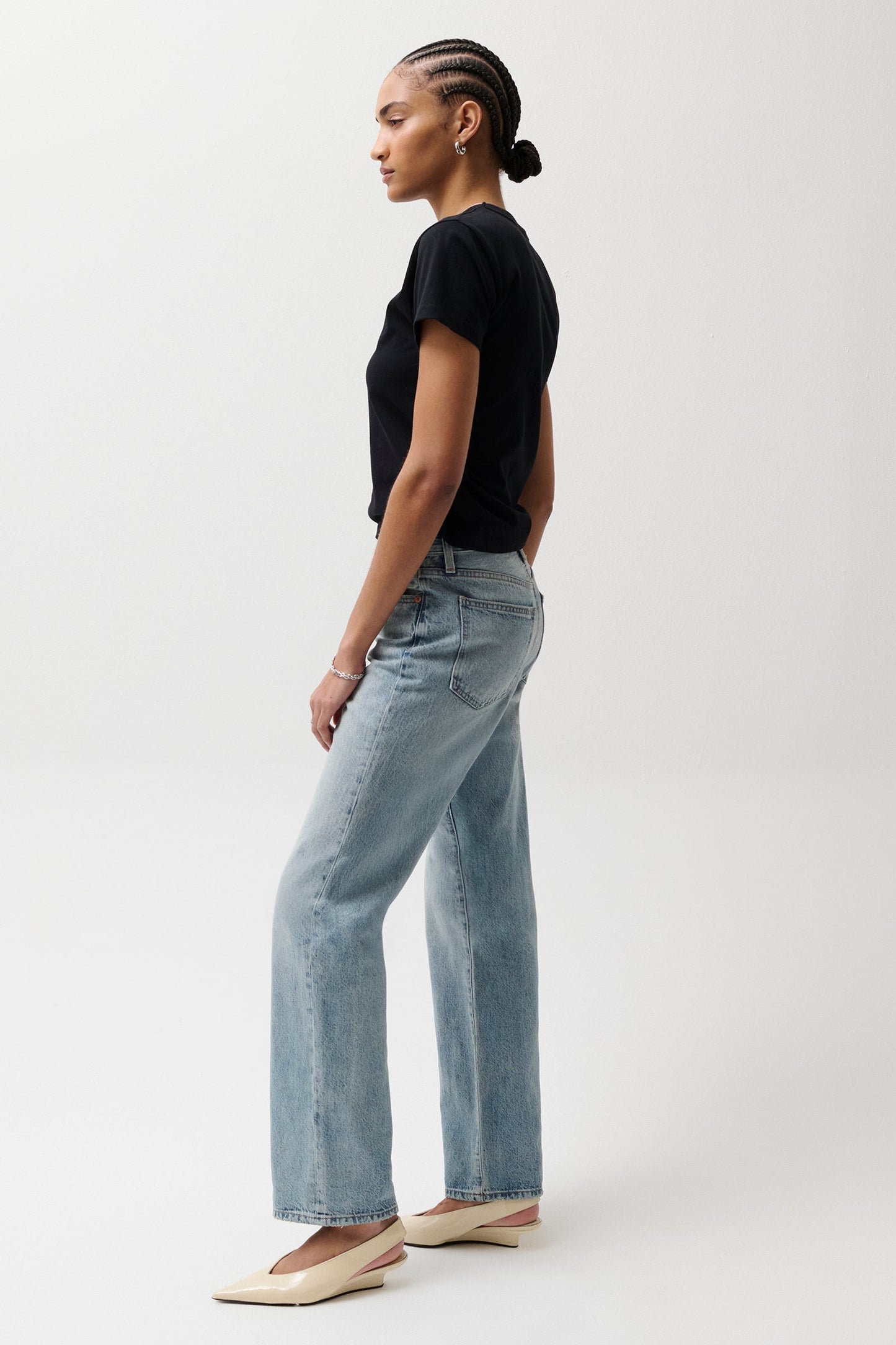 Allostudios – Cassie Super Højtaljede Straight Jeans - Bramble Blue Denim