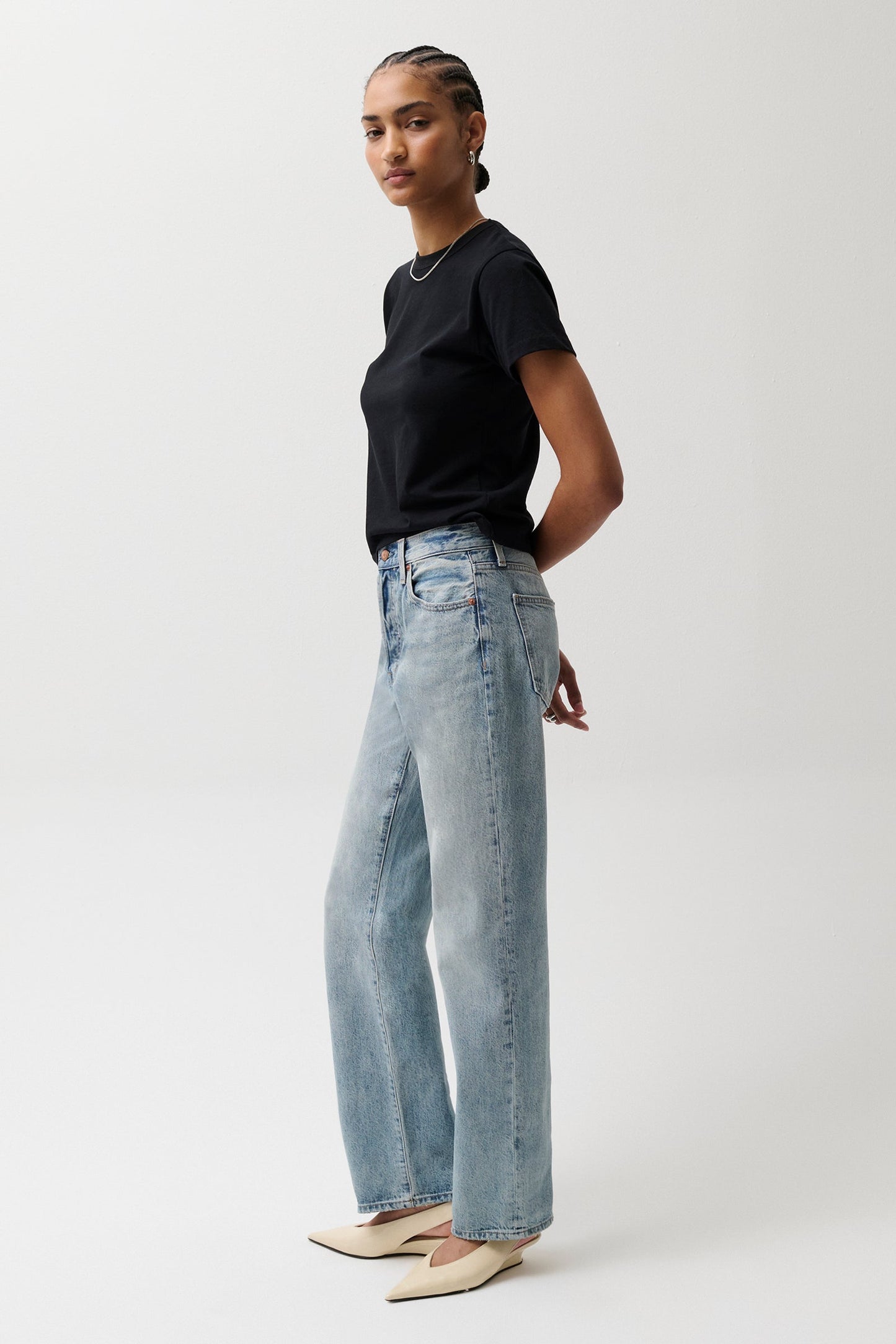 Allostudios – Cassie Super Højtaljede Straight Jeans - Bramble Blue Denim