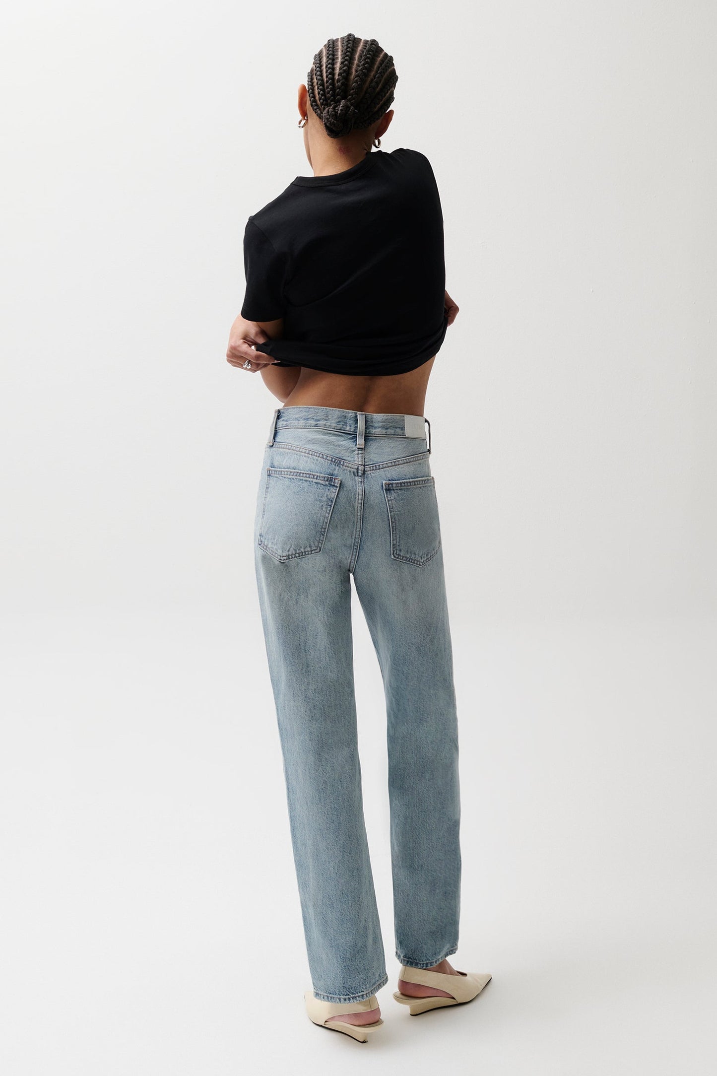 Allostudios – Cassie Super Højtaljede Straight Jeans - Bramble Blue Denim