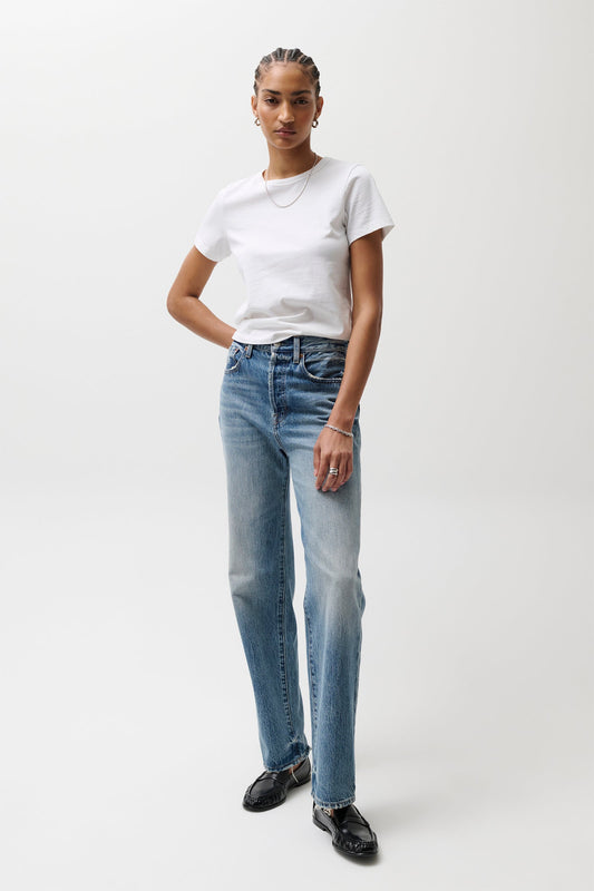 Allostudios – Cassie Højtaljede Straight Jeans - Vintage Blå Denim