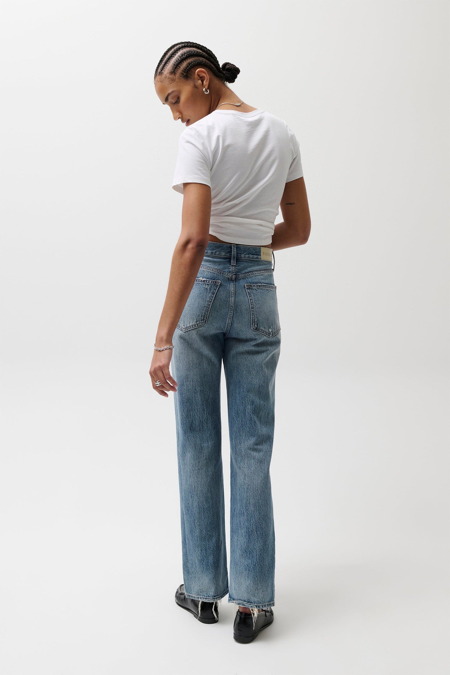 Allostudios – Cassie Højtaljede Straight Jeans - Vintage Blå Denim