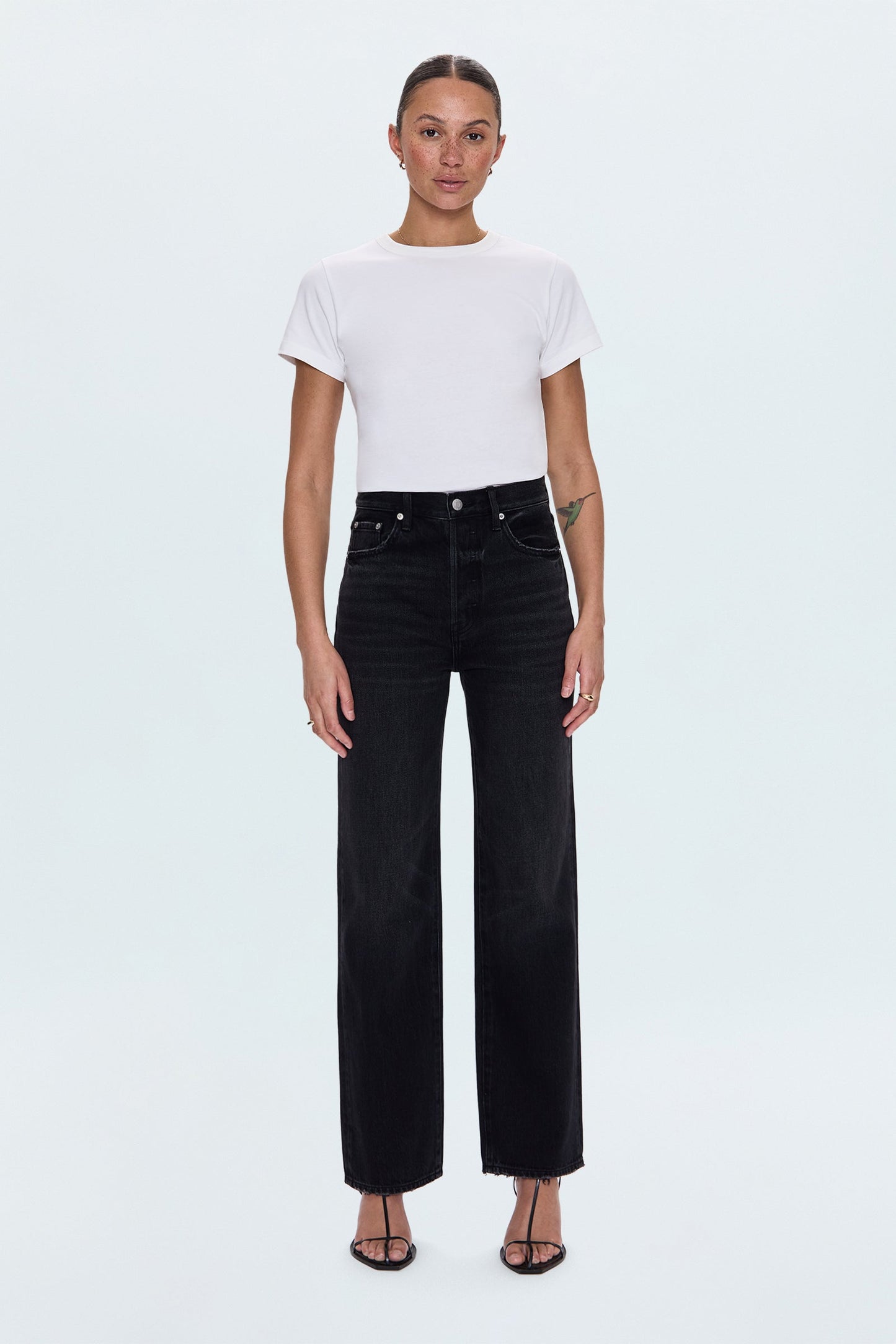 Allostudios – Cassie Højtaljede Straight Jeans - Koksgrå Denim