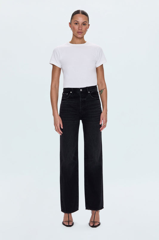 Allostudios – Cassie Højtaljede Straight Jeans - Koksgrå Denim
