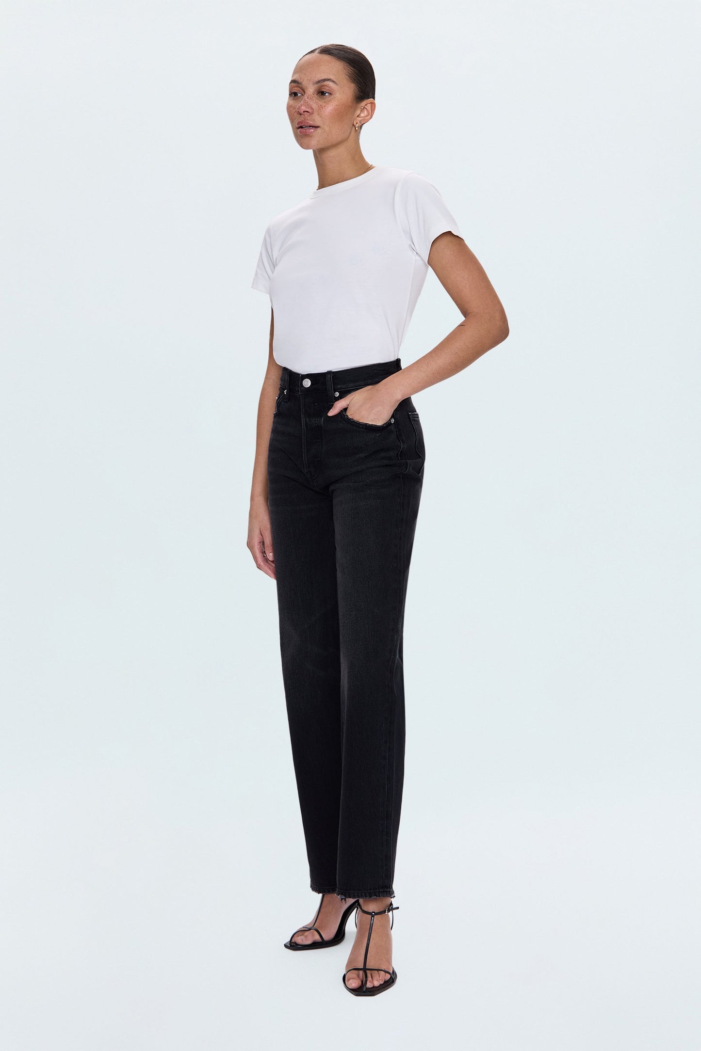 Allostudios – Cassie Højtaljede Straight Jeans - Koksgrå Denim