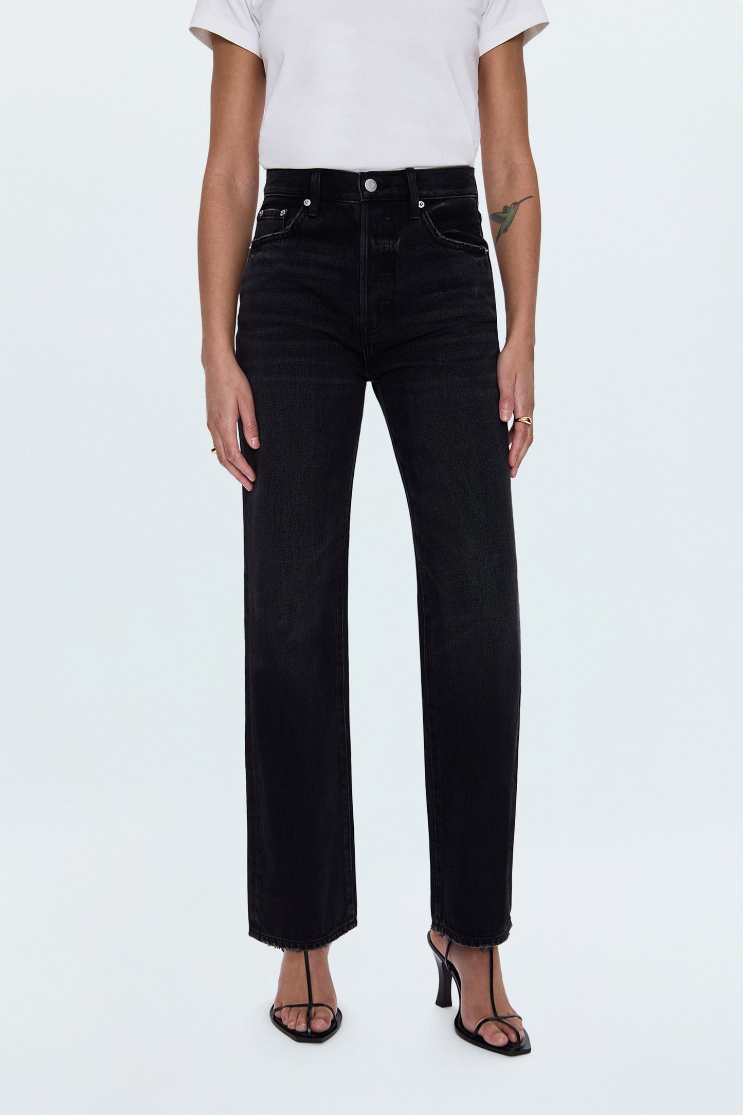 Allostudios – Cassie Højtaljede Straight Jeans - Koksgrå Denim