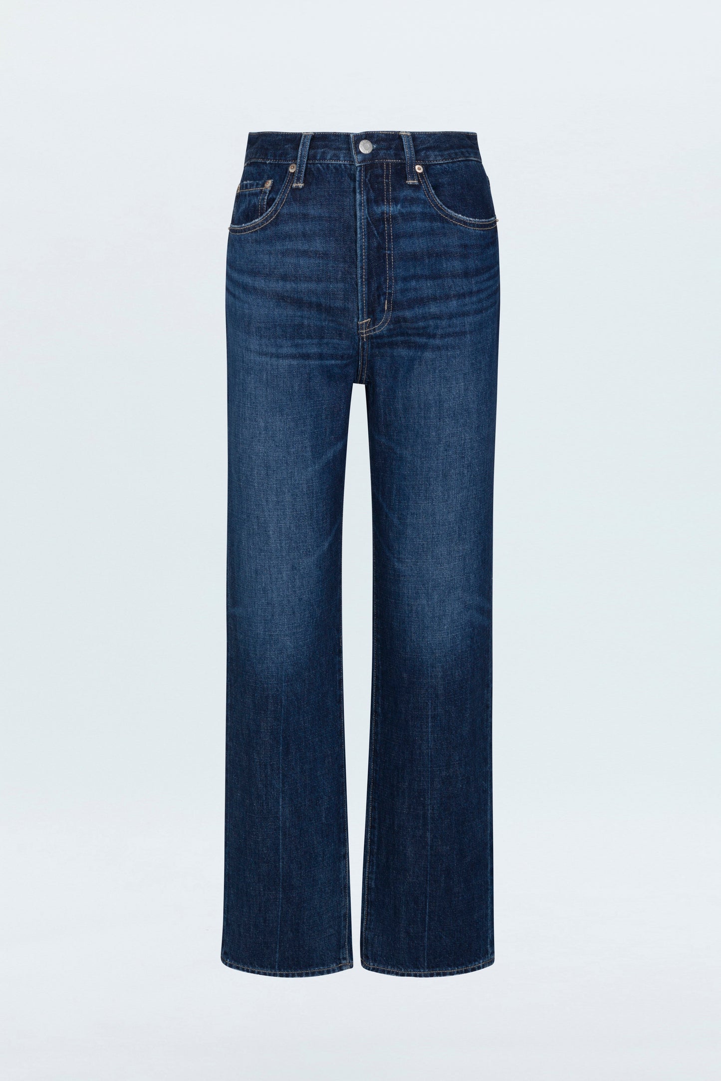 Allostudios – PETITE Cassie Super Højtaljede Straight Jeans - Mørkeblå Denim