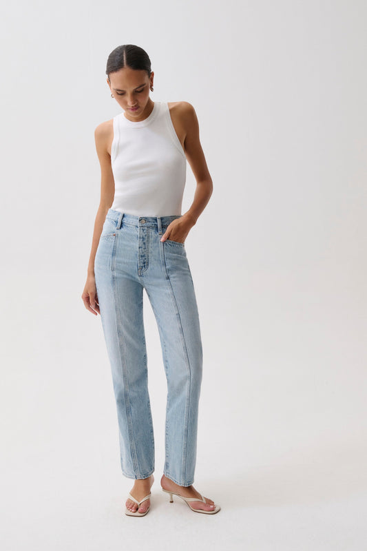 Allostudios Cassie Super Højtaljede Straight Jeans - Mellemblå Vintage