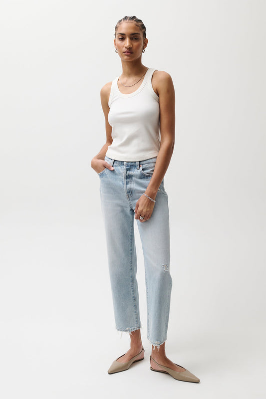 Allostudios – Cassie Super Højtaljede Lige Jeans - Støvet Blå