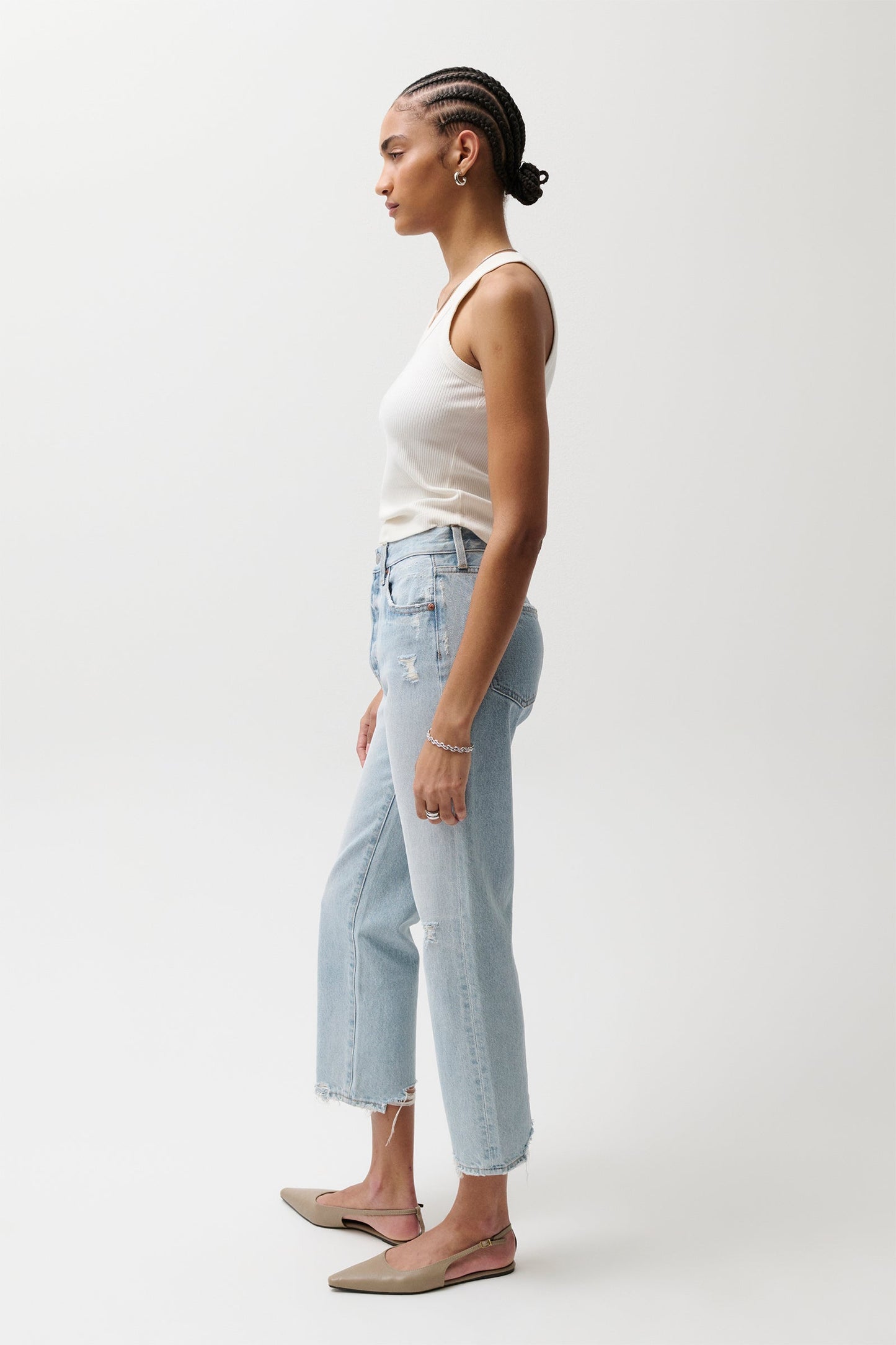 Allostudios – Cassie Super Højtaljede Lige Jeans - Støvet Blå