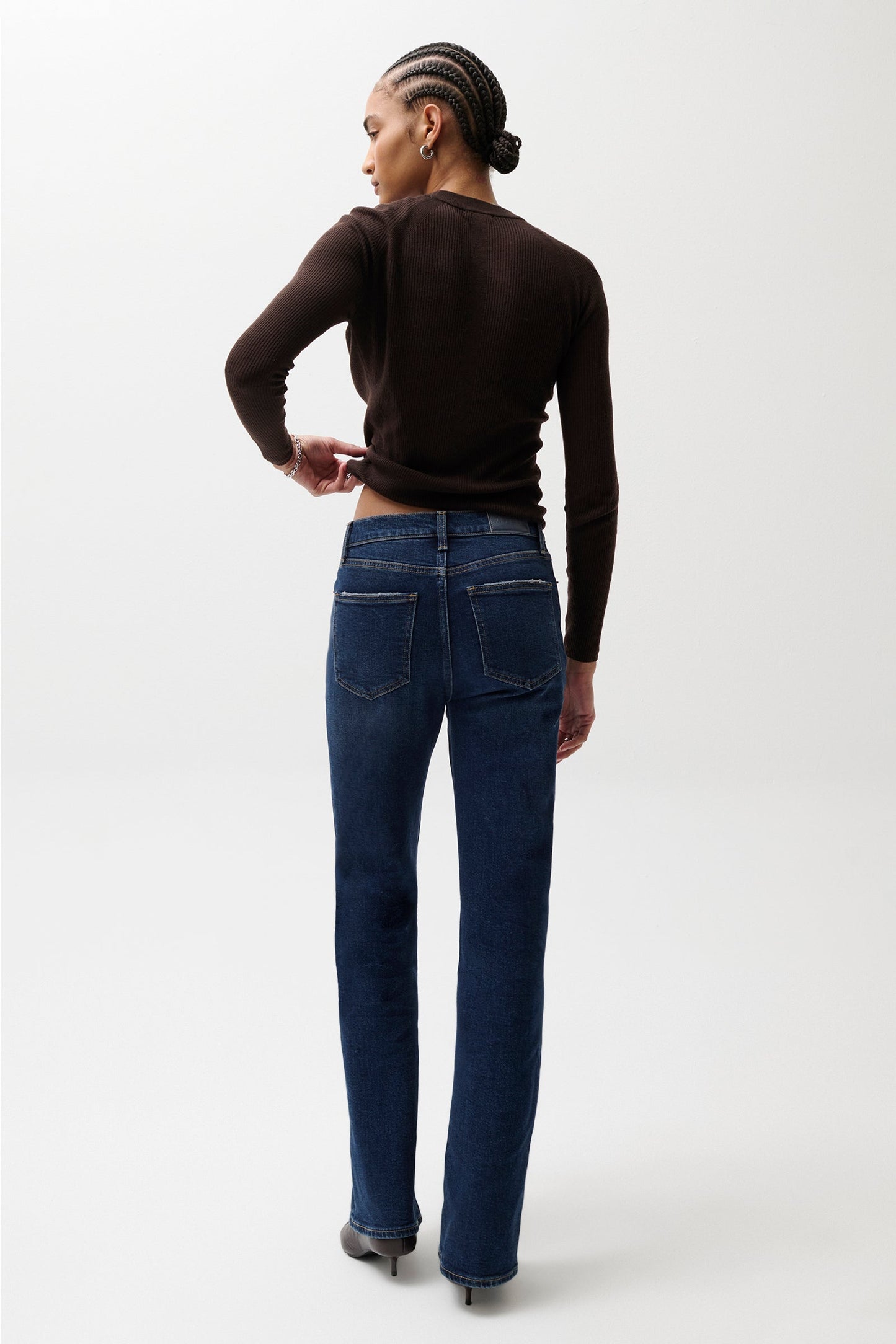 Allostudios – Evie Højtaljede Slim Boot Jeans - Mørk Blå