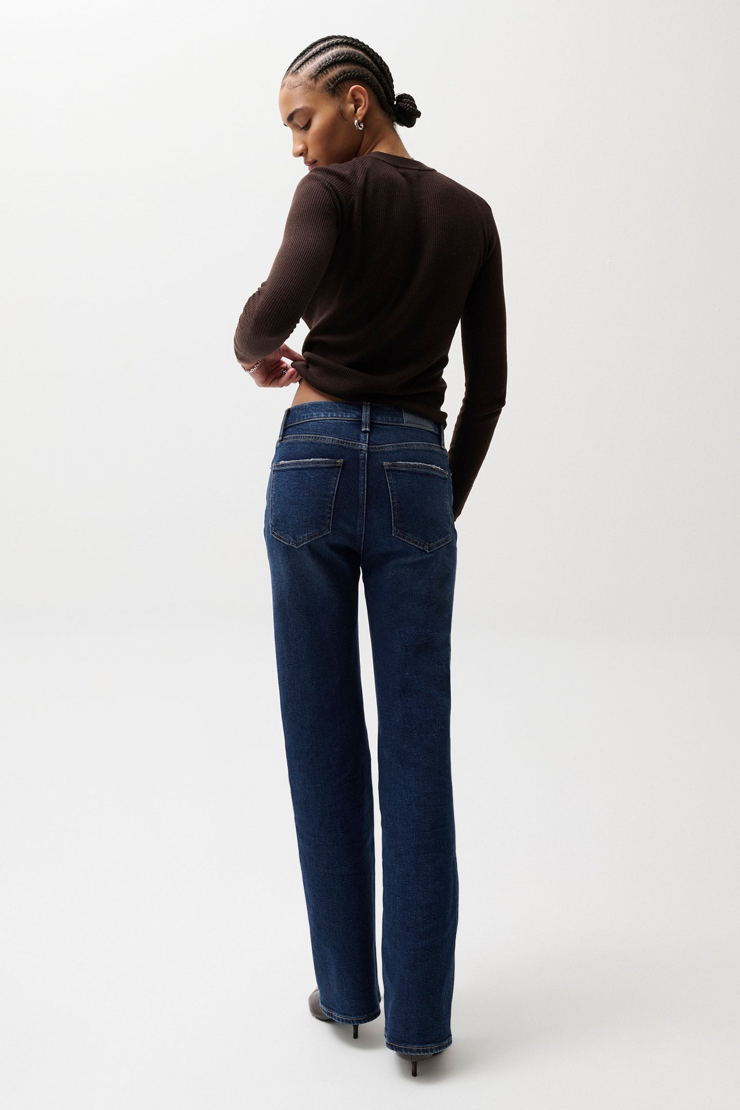 Allostudios – Evie Højtaljede Slim Boot Jeans - Mørk Blå