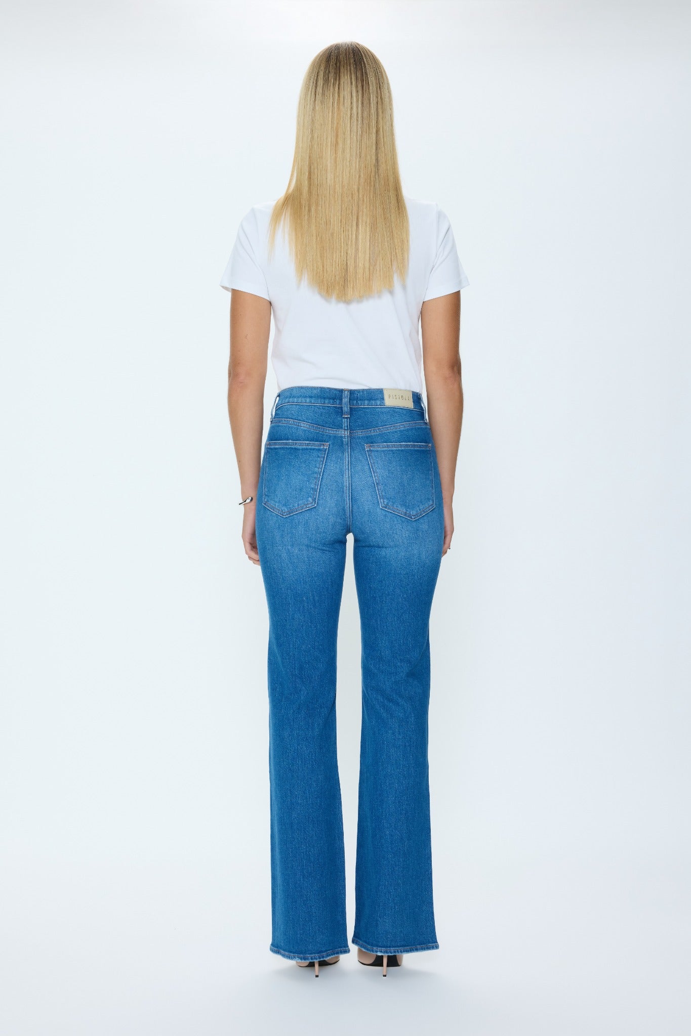 Allostudios Evie Højtaljede Slim Boot Jeans - Mellemblå